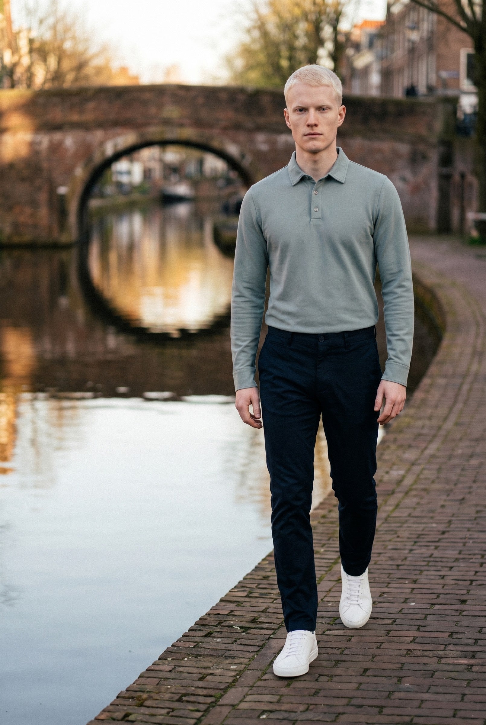 Men's Moxon Long-Sleeve Pique Polo | Blackstone London