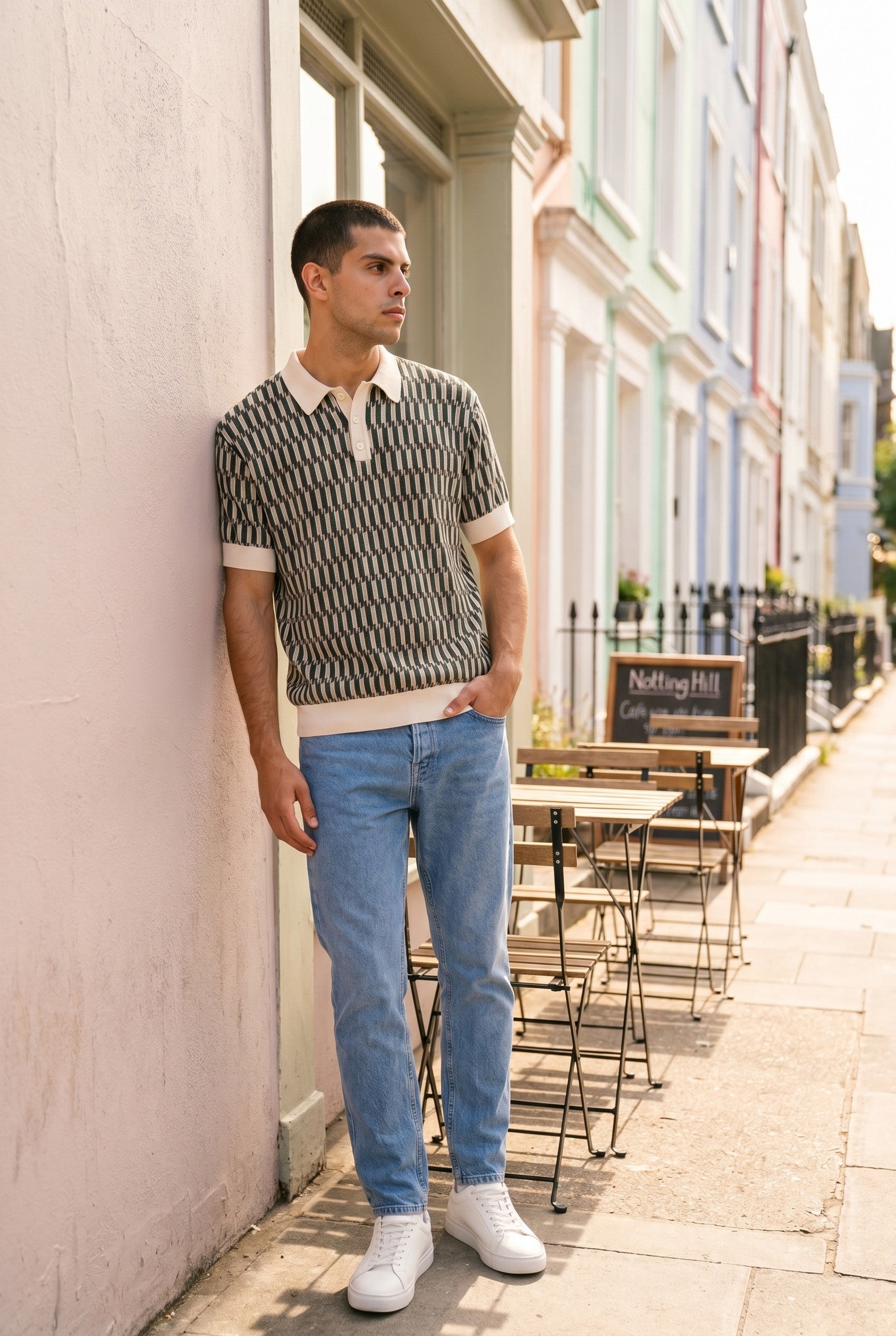 Men's Erice Geometric Knit Polo | Blackstone London