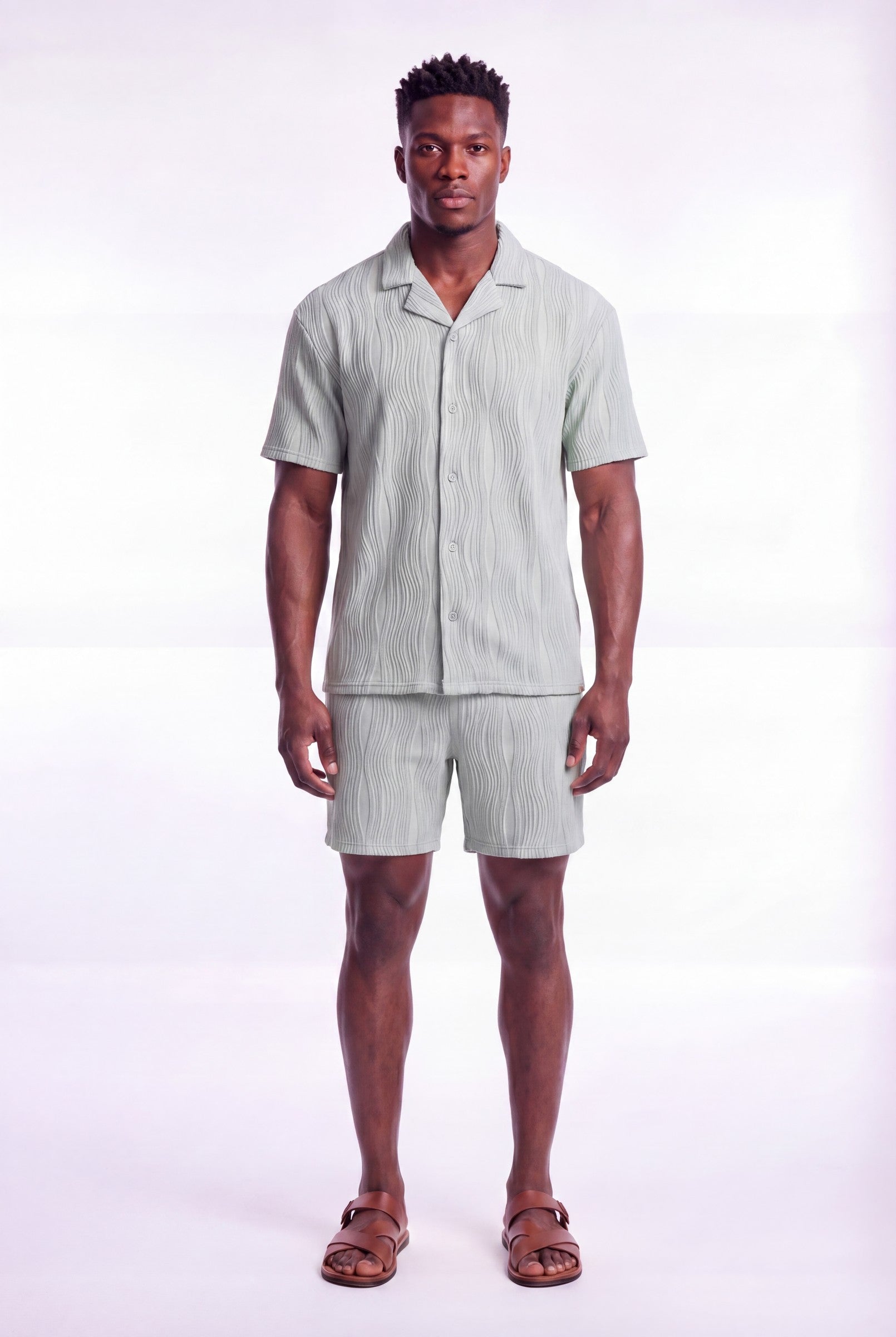 Men's Wave Textured Camp Collar Shirt | Blackstone London