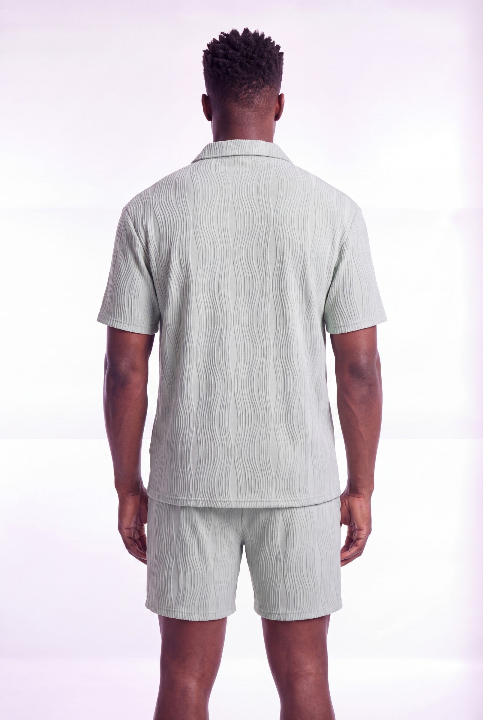 Men's Wave Textured Camp Collar Shirt | Blackstone London