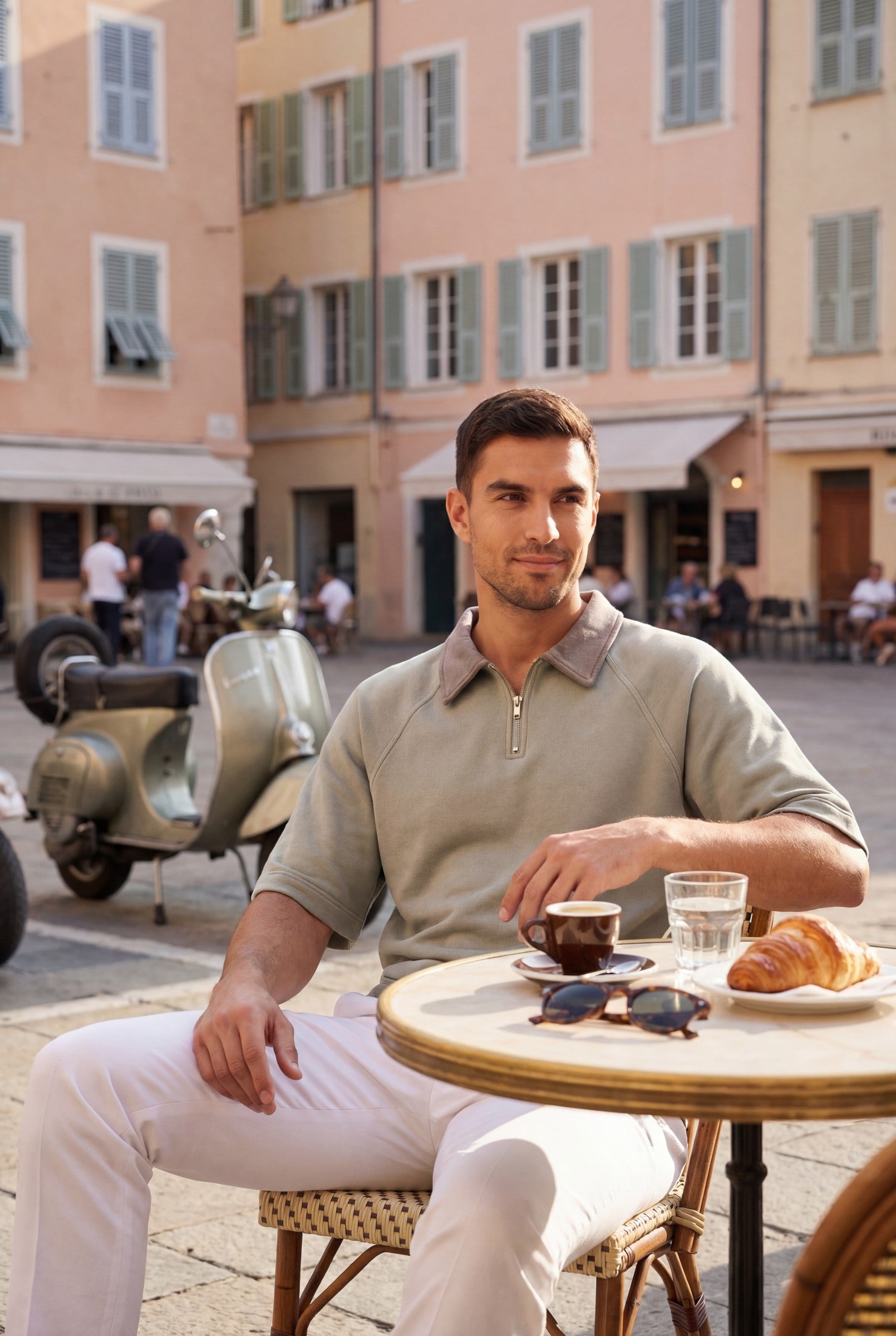 Men's Snow Washed Quarter Zip Polo | Blackstone London