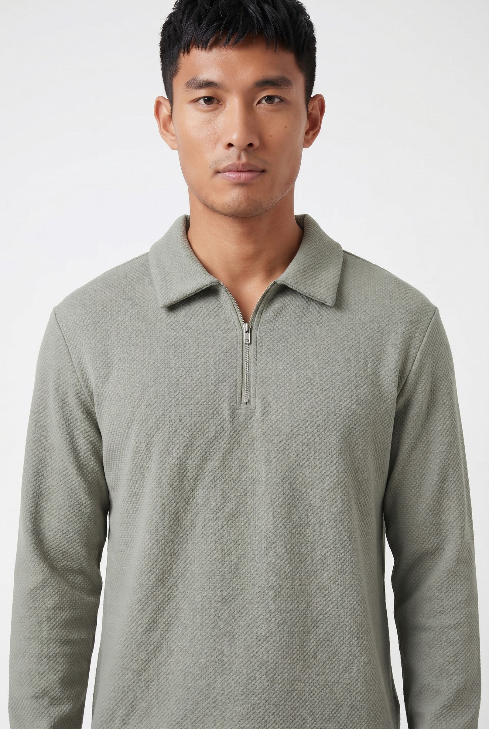 Men's Long Sleeve Textured Polo | Blackstone London