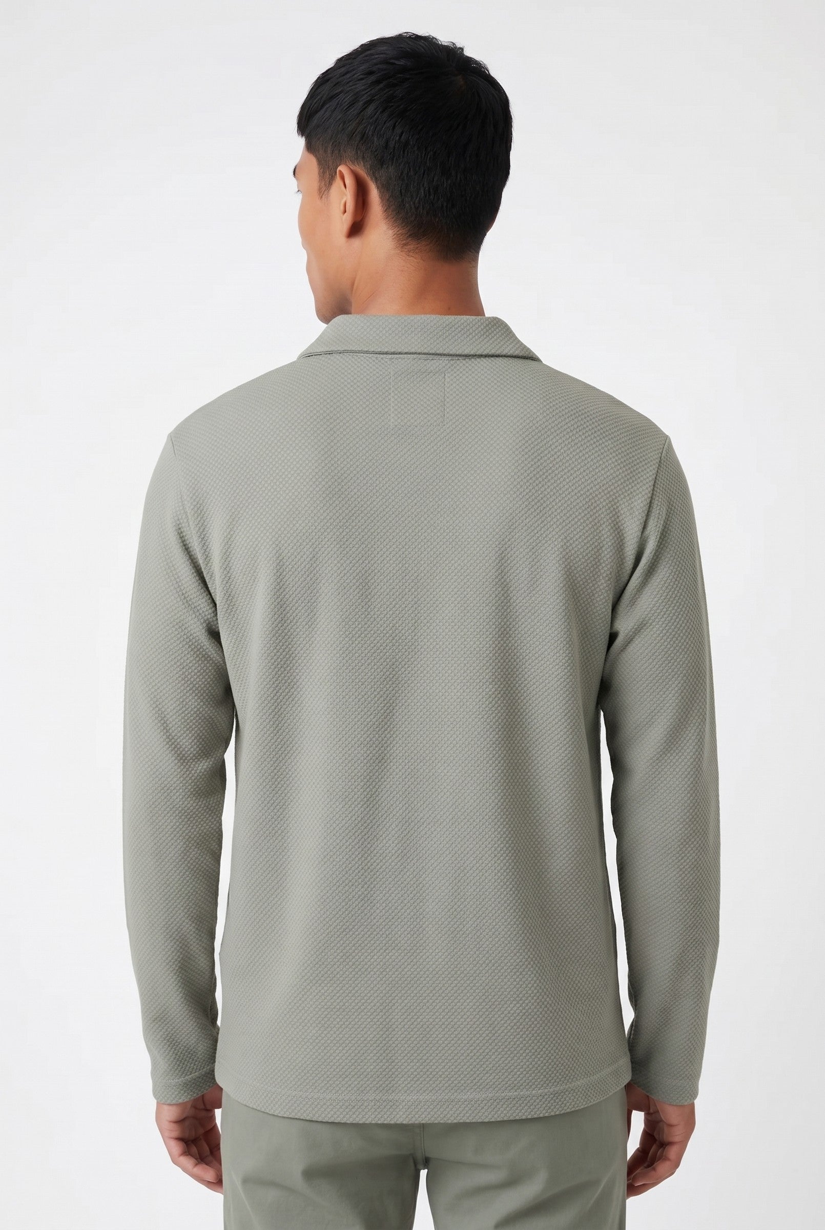 Men's Long Sleeve Textured Polo | Blackstone London
