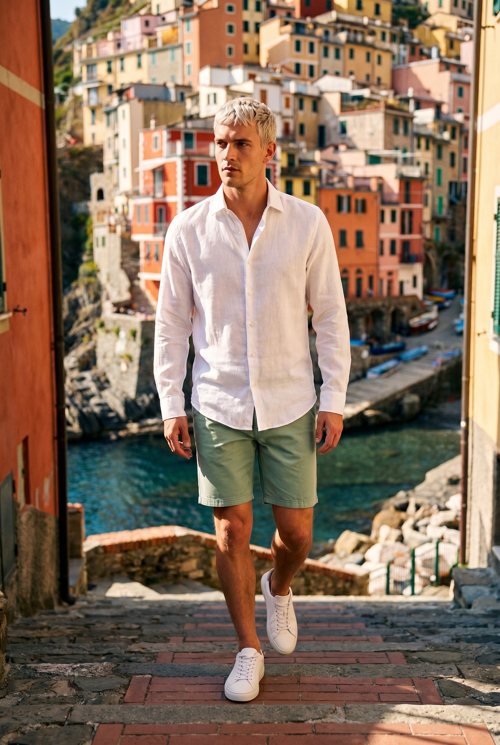 Men's Cotton Linen Chino Shorts | Blackstone London