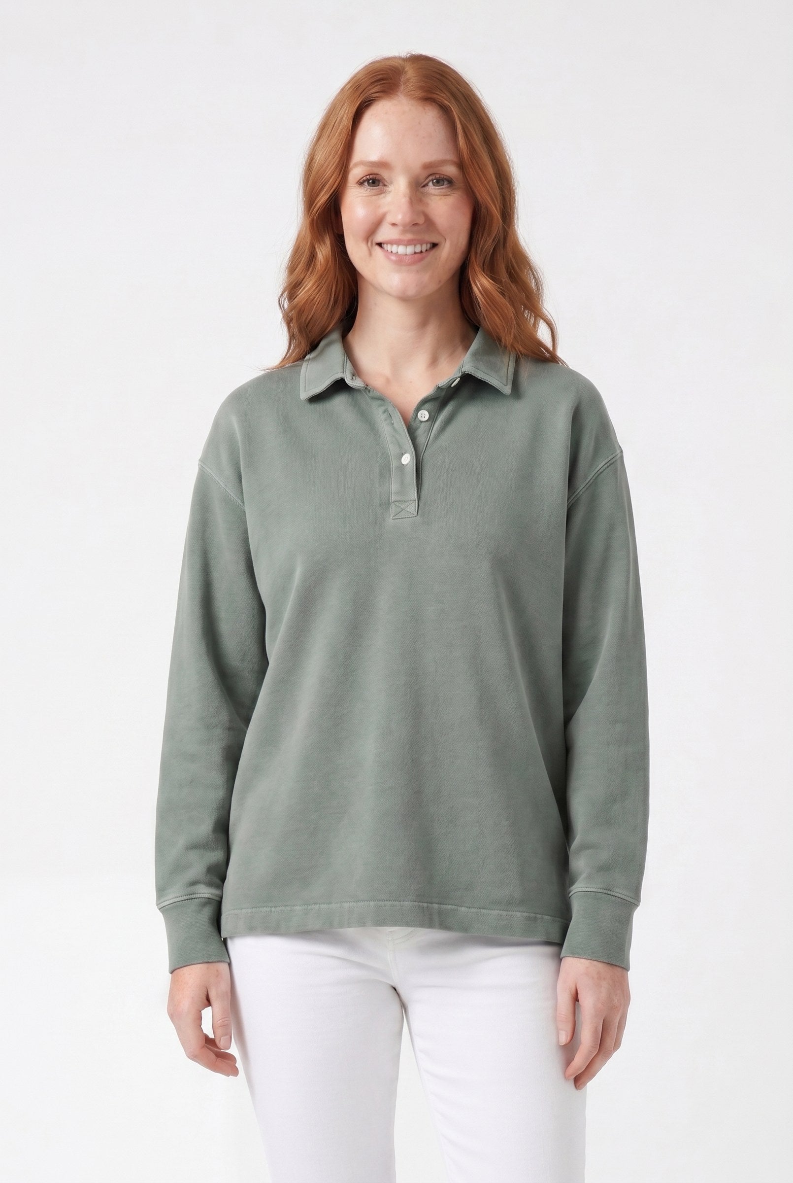 Women's Half-Button Washed Sweater | Blackstone London