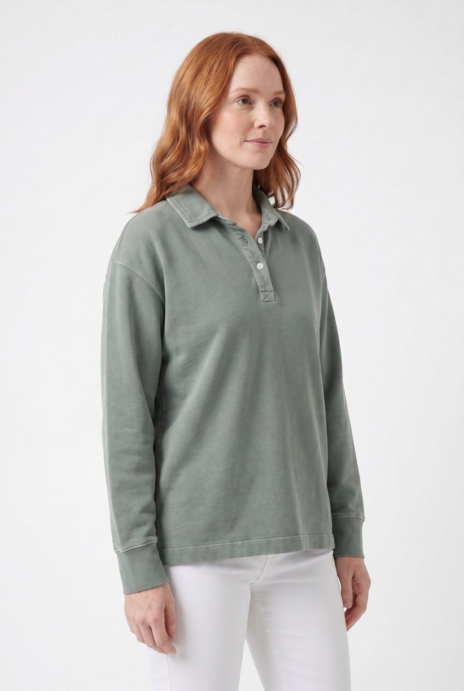 Women's Half-Button Washed Sweater | Blackstone London