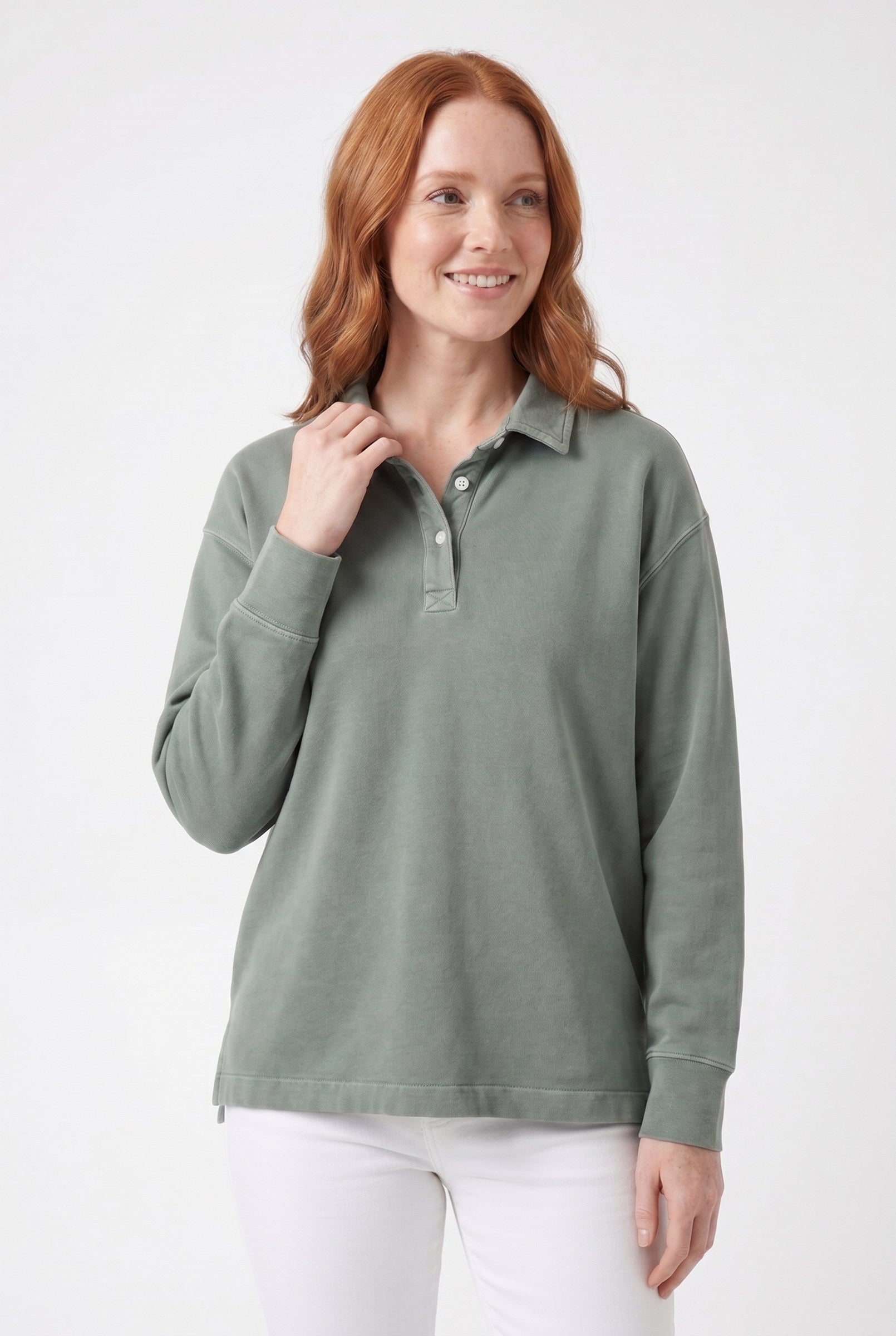 Women's Half-Button Washed Sweater | Blackstone London