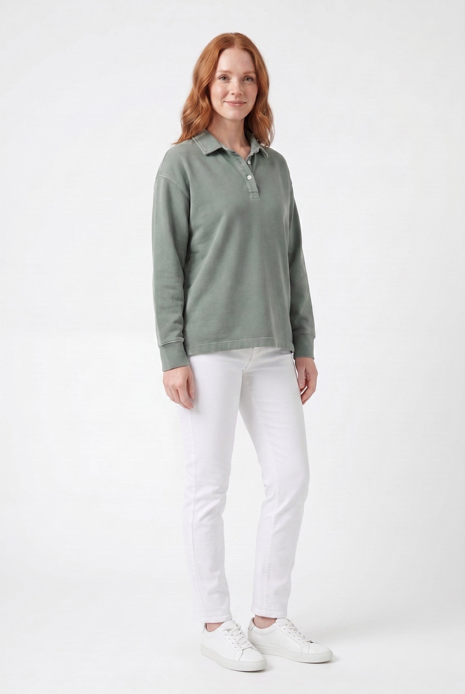 Women's Half-Button Washed Sweater | Blackstone London