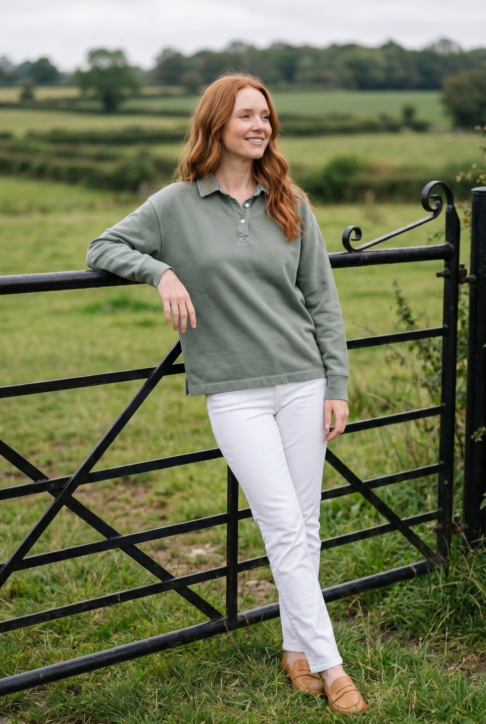 Women's Half-Button Washed Sweater | Blackstone London