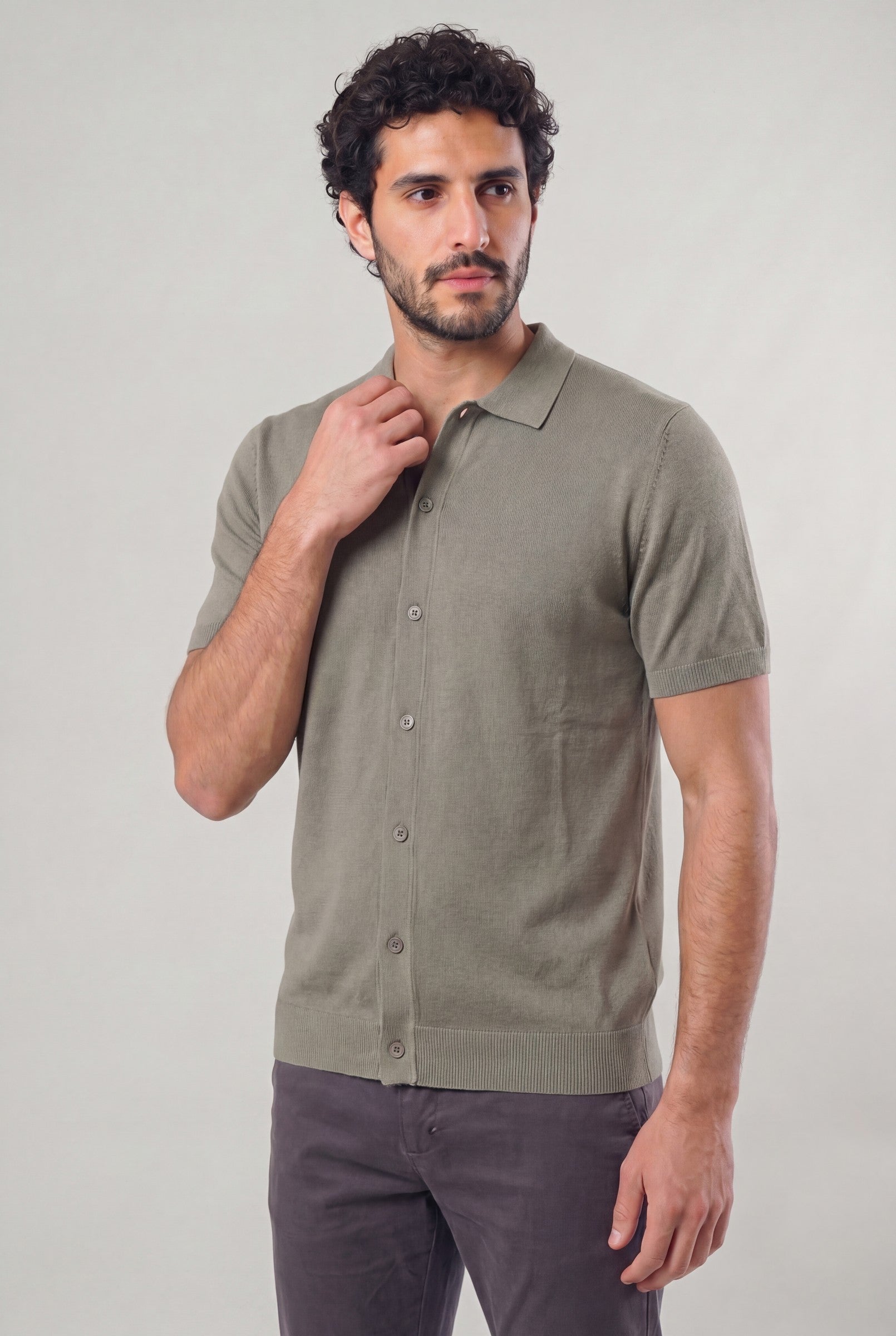 Men's Knitted Button-Up Polo Shirt | Blackstone London