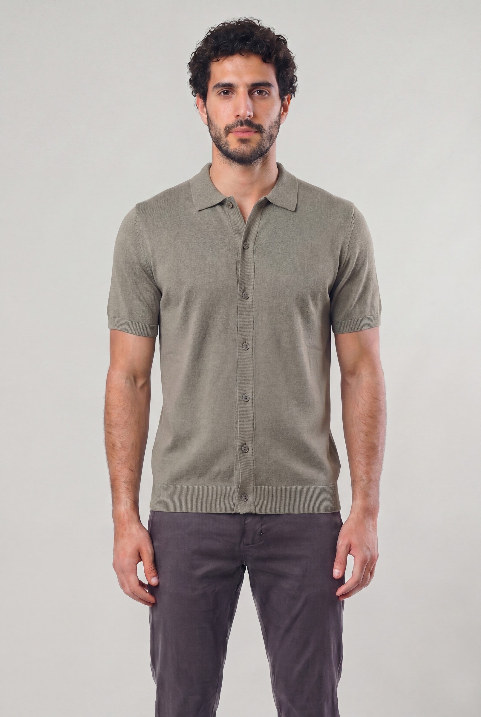Men's Knitted Button-Up Polo Shirt | Blackstone London