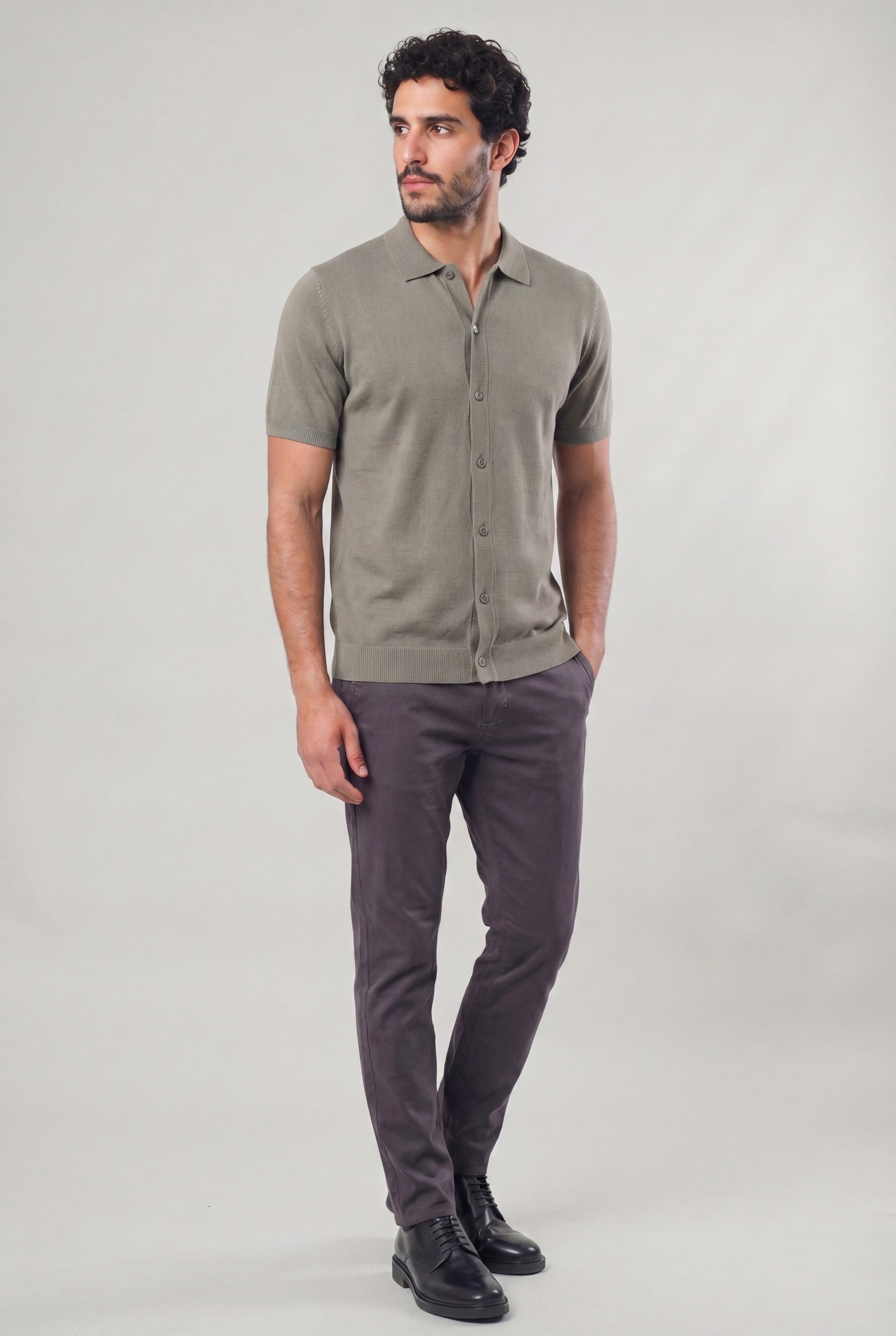 Men's Knitted Button-Up Polo Shirt | Blackstone London