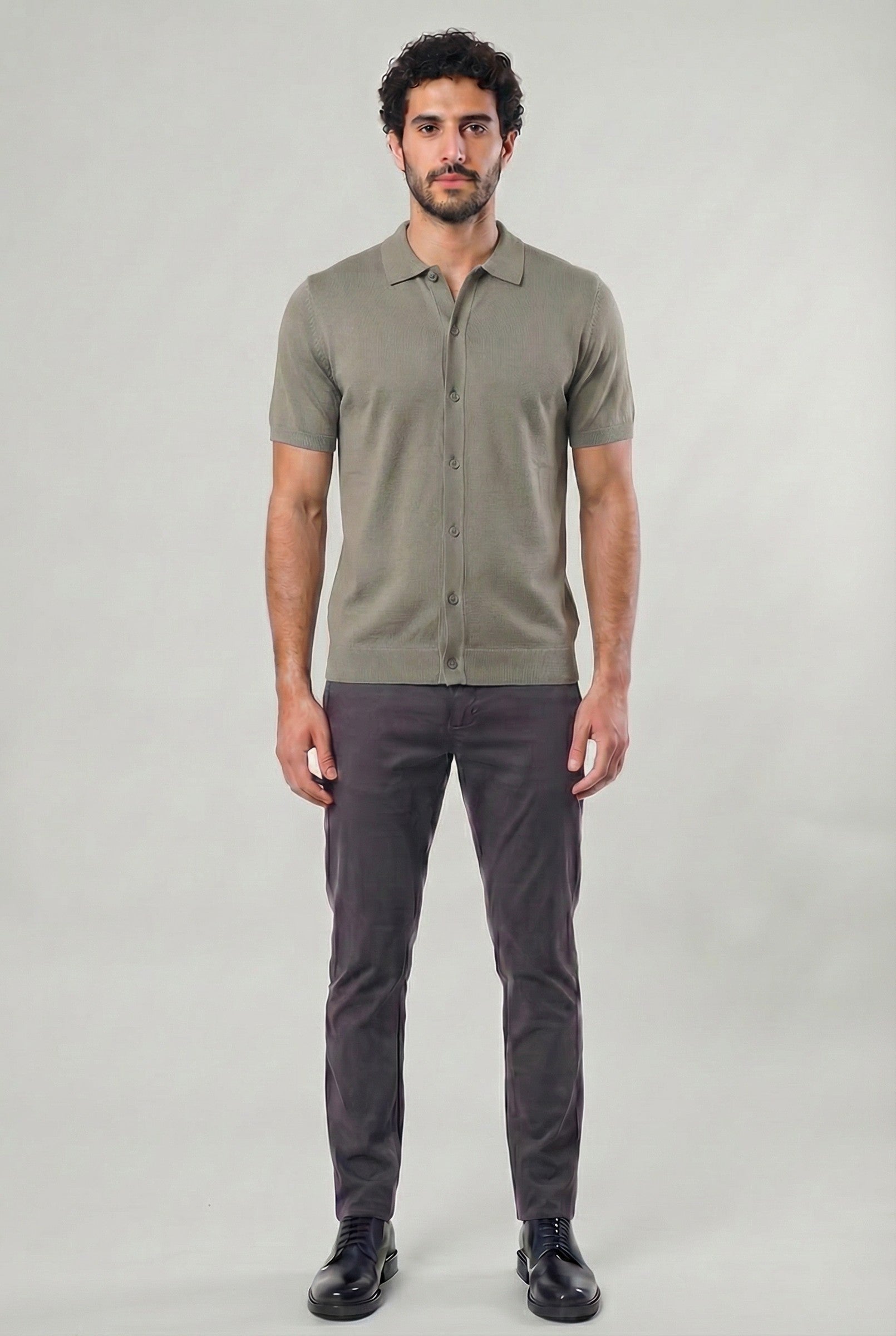 Men's Knitted Button-Up Polo Shirt | Blackstone London