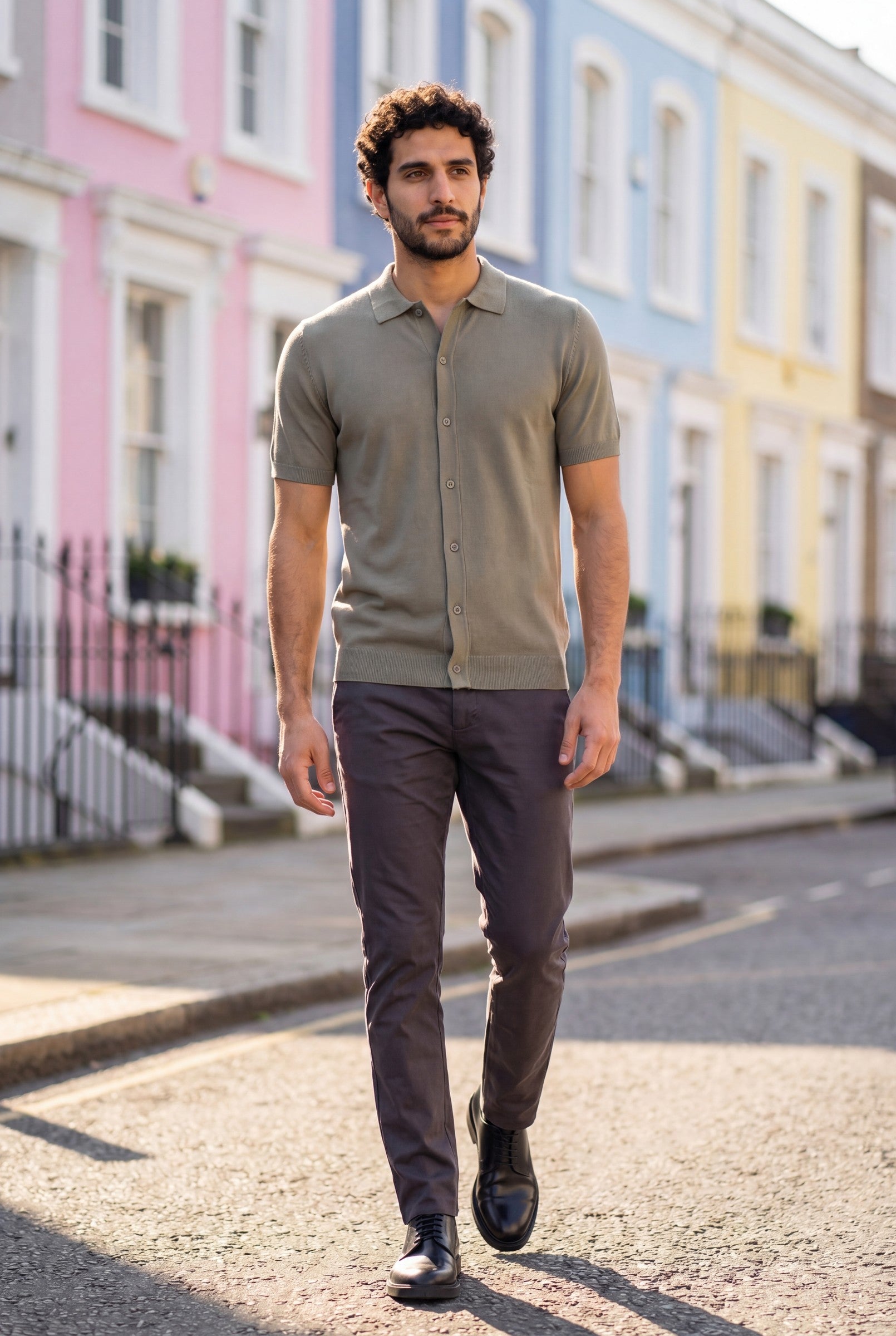 Men's Knitted Button-Up Polo Shirt | Blackstone London