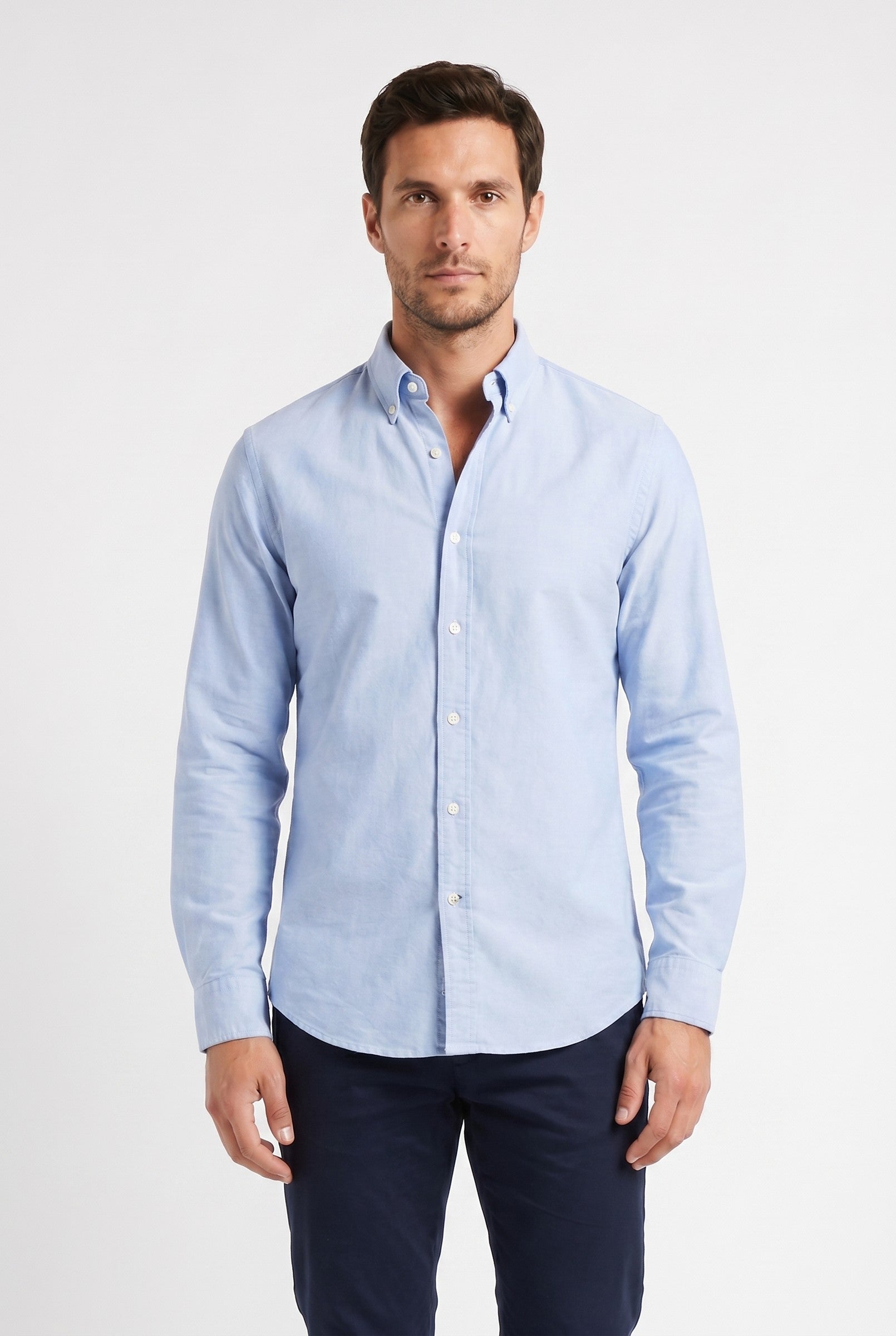 Men's Slim Fit Oxford Shirt Sky Blue | Blackstone London
