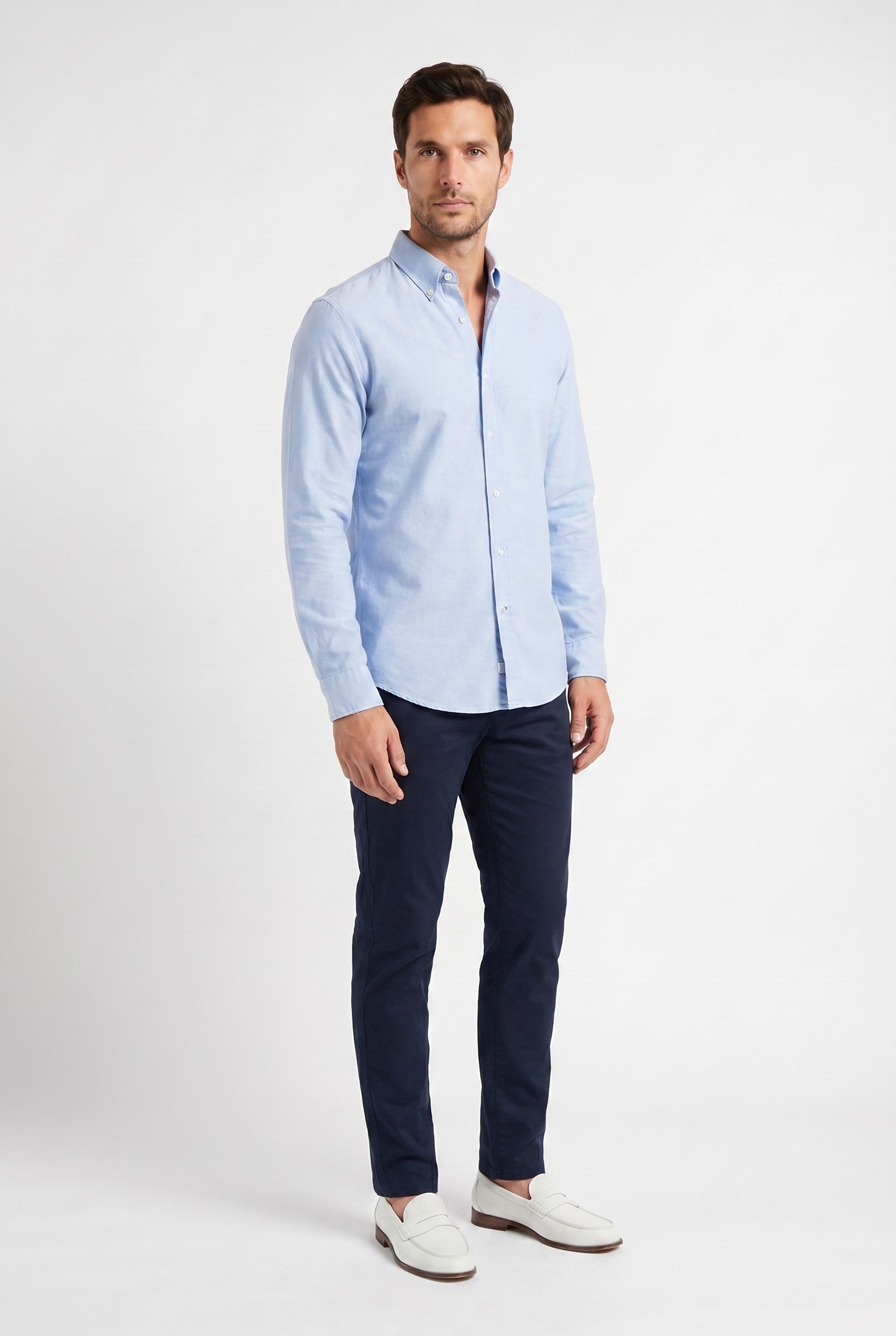 Men's Slim Fit Oxford Shirt Sky Blue | Blackstone London
