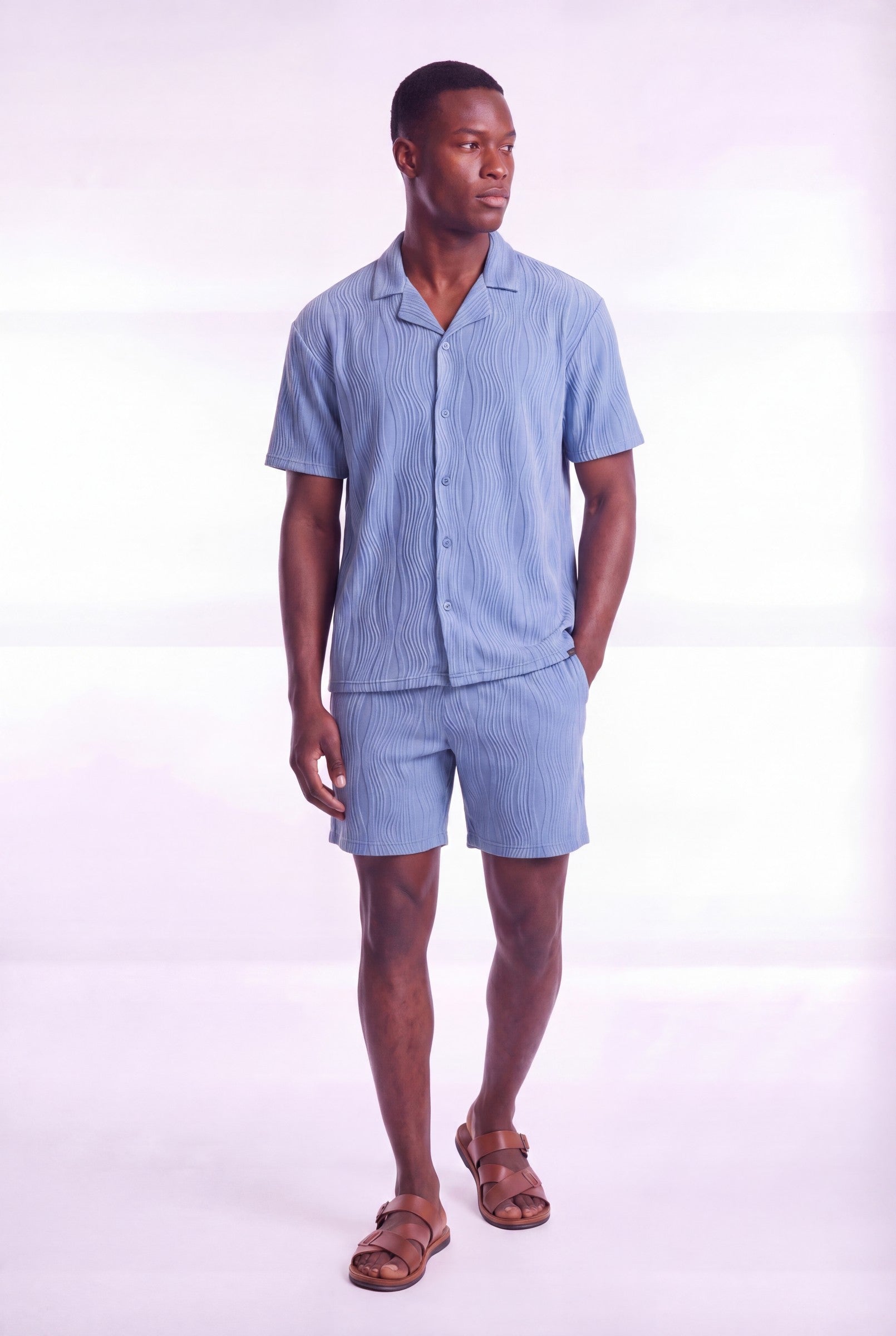 Men's Wave Textured Drawstring Shorts | Blackstone London
