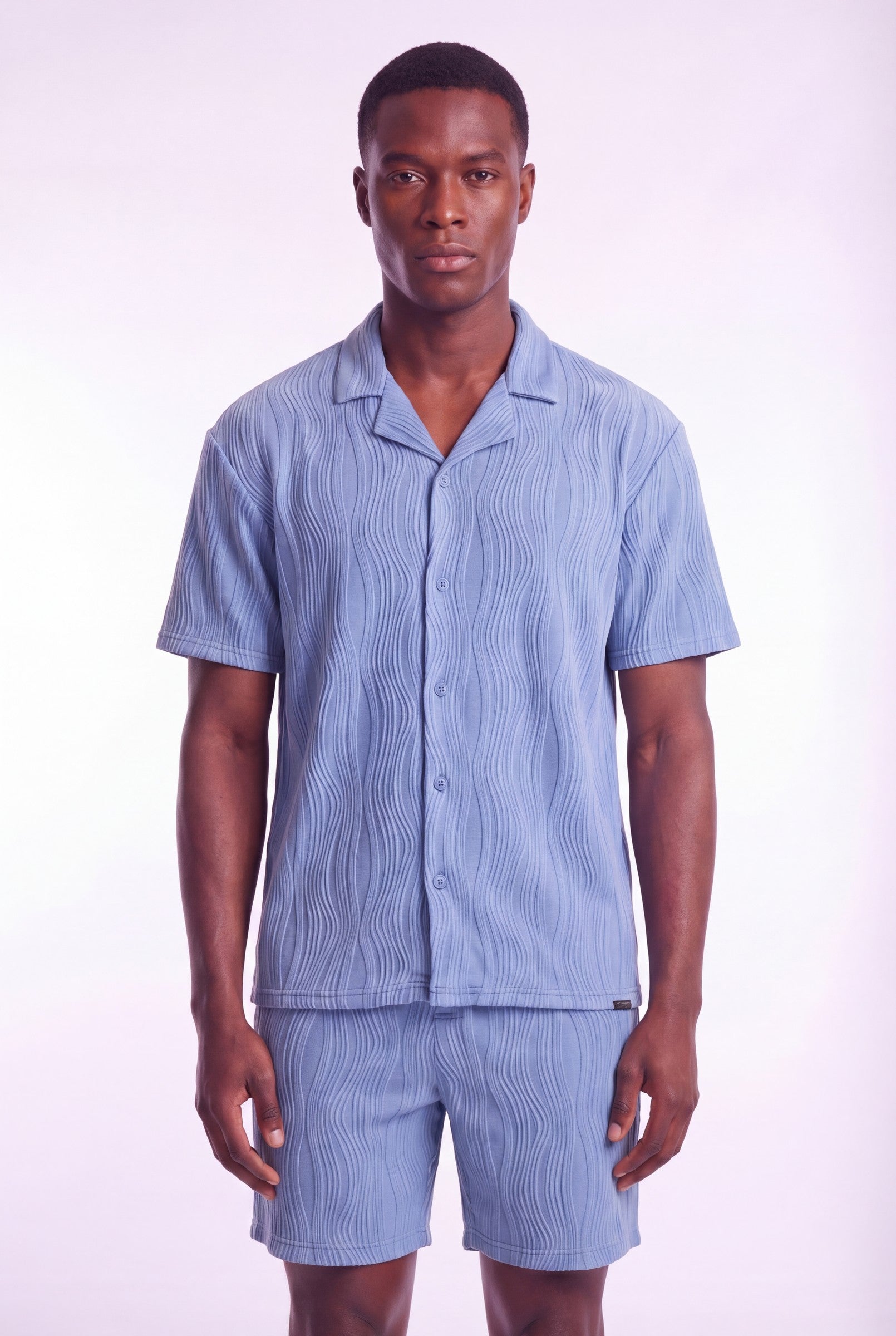Men's Wave Textured Camp Collar Shirt | Blackstone London