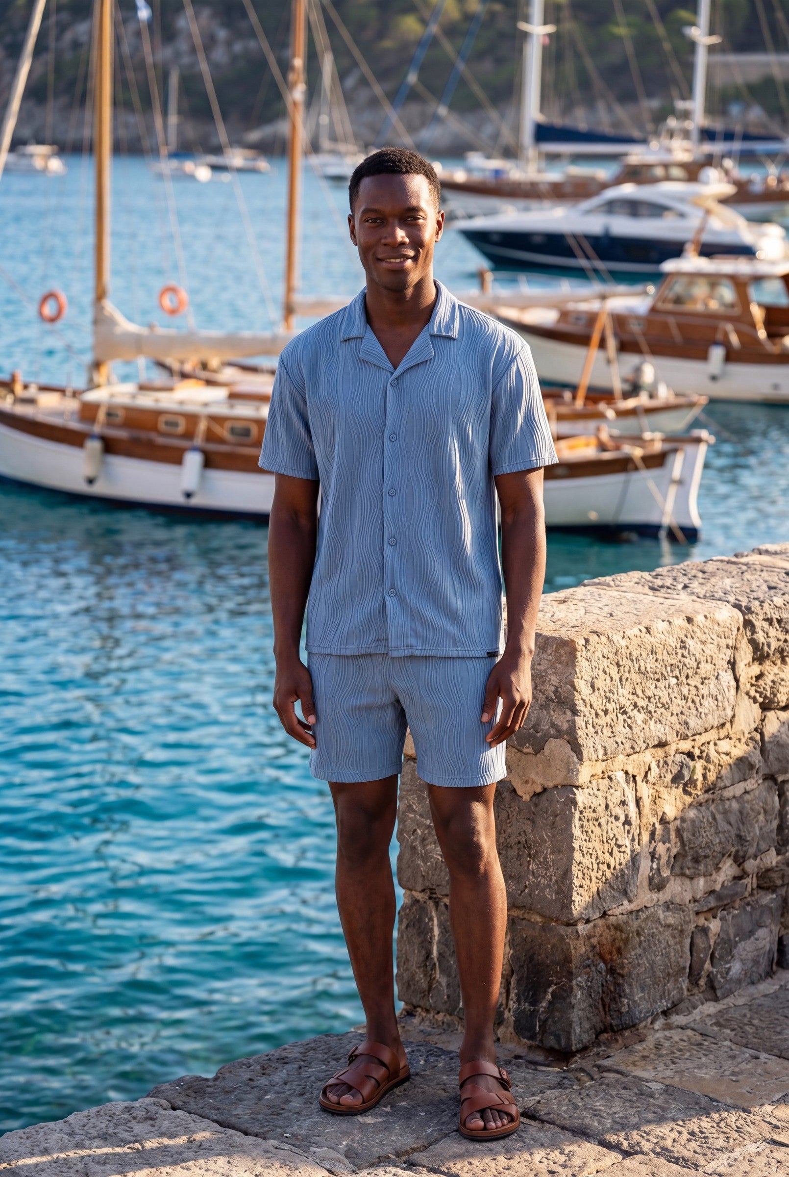Men's Wave Textured Drawstring Shorts | Blackstone London