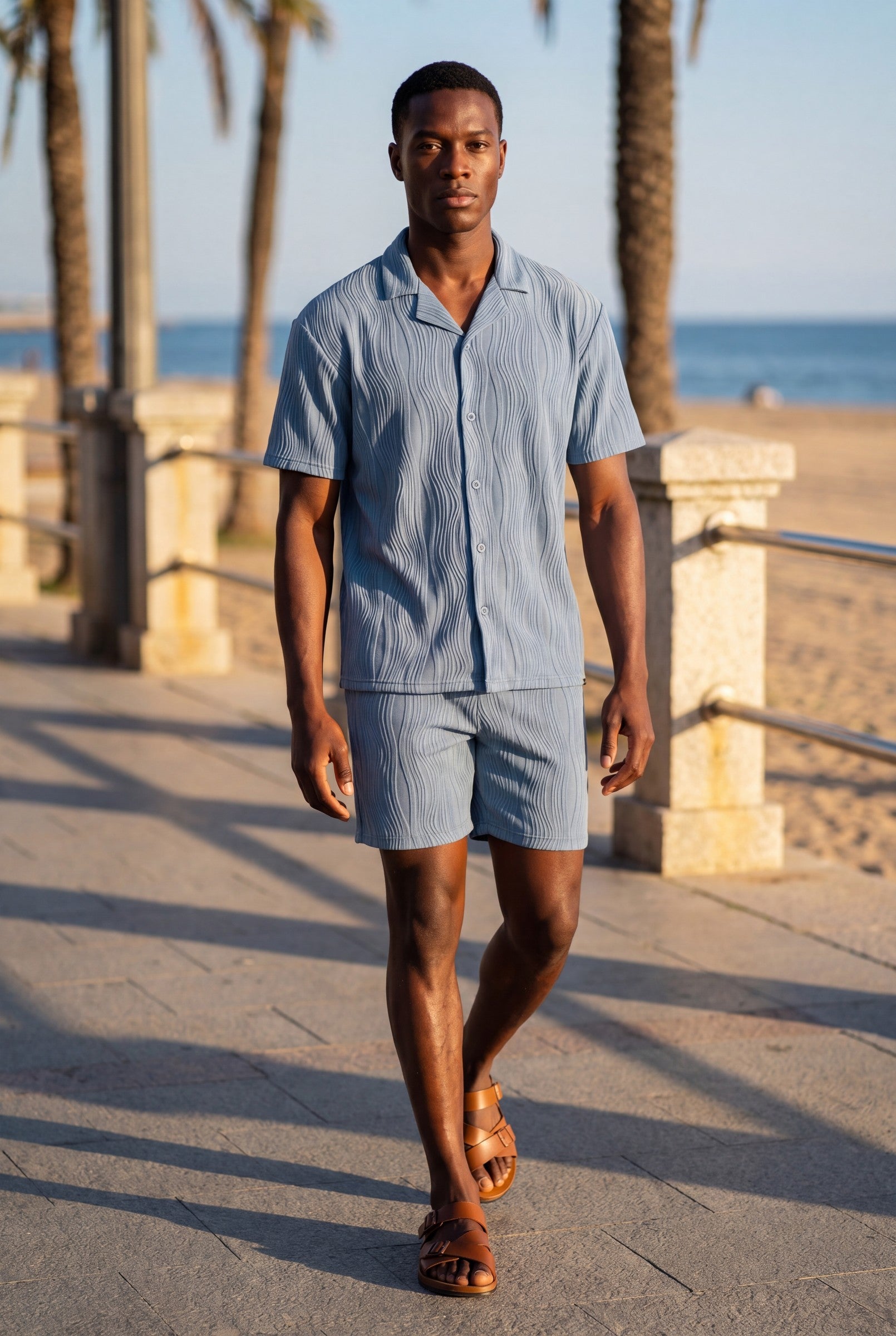 Men's Wave Textured Camp Collar Shirt | Blackstone London