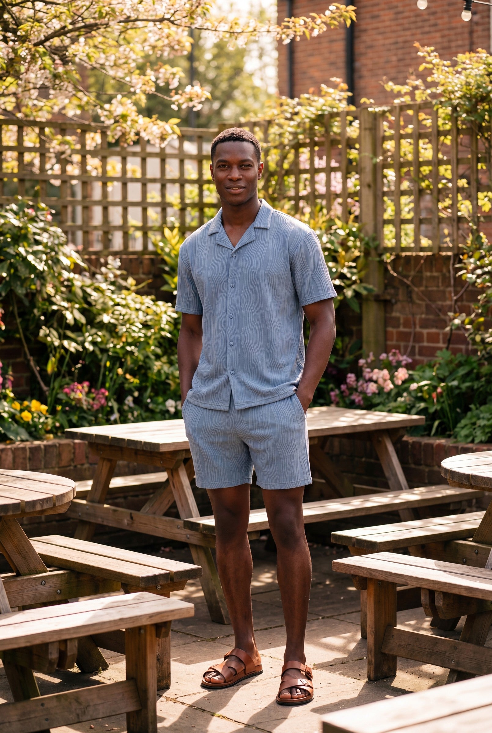 Men's Wave Textured Camp Collar Shirt | Blackstone London