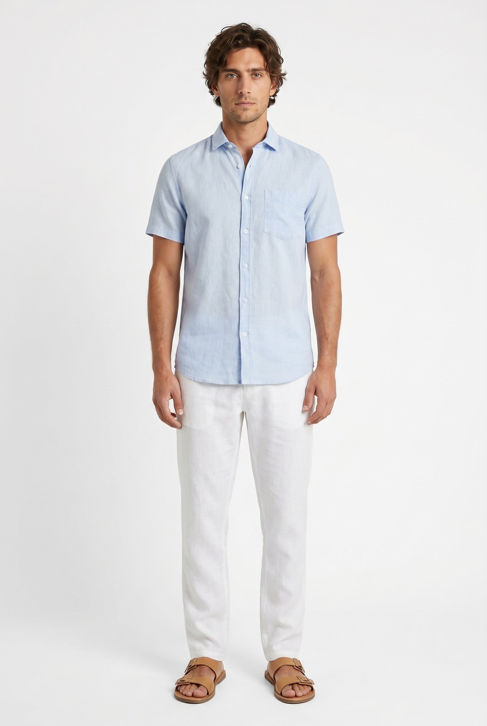 Men's Cotton Linen Short Sleeve Shirt | Blackstone London
