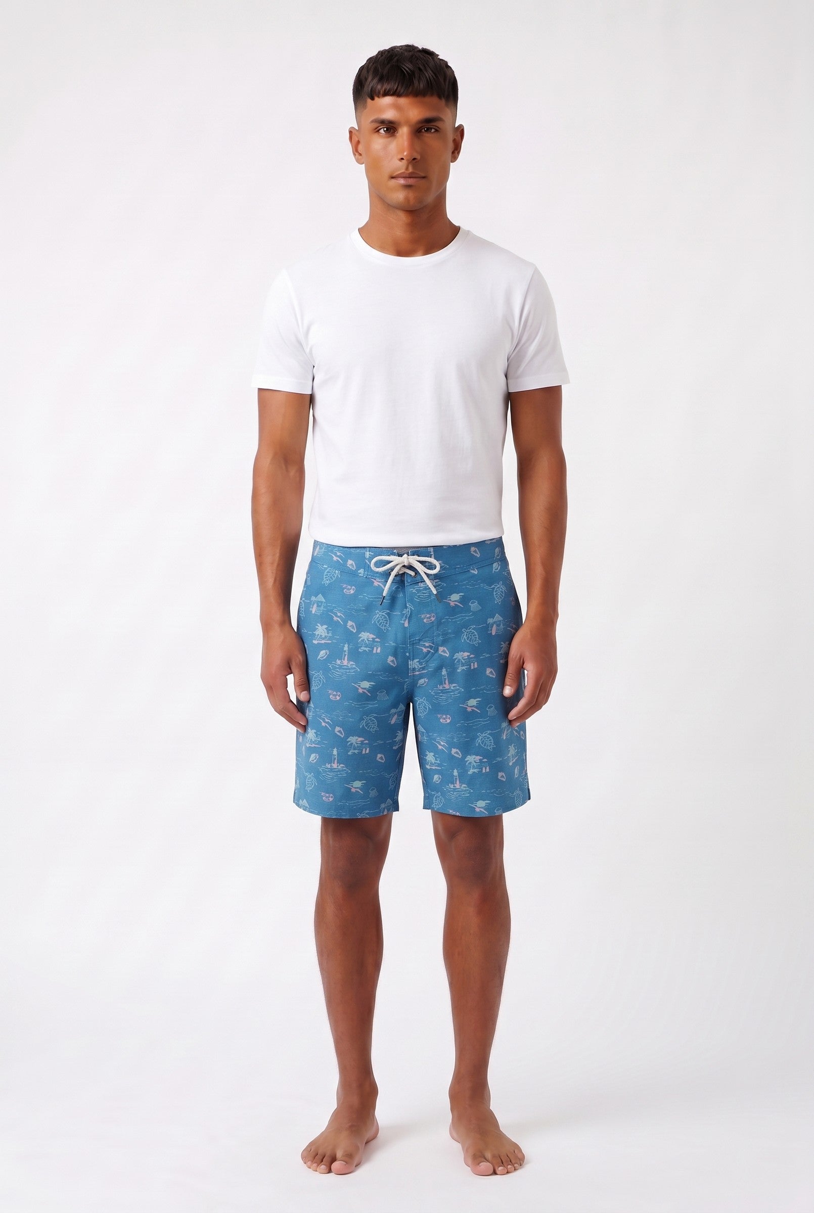 Men's Sky Blue Tropical Board Shorts | Blackstone London