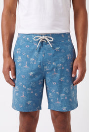 Men's Sky Blue Tropical Board Shorts | Blackstone London
