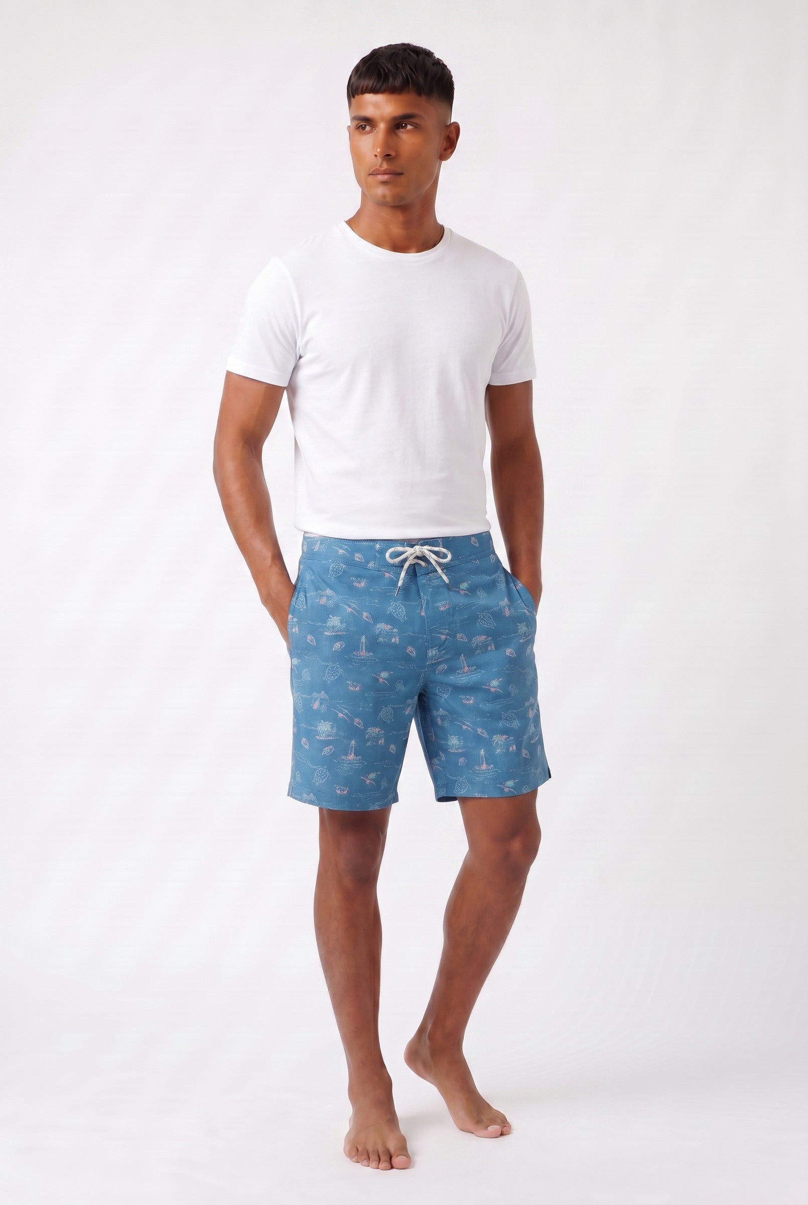 Men's Sky Blue Tropical Board Shorts | Blackstone London