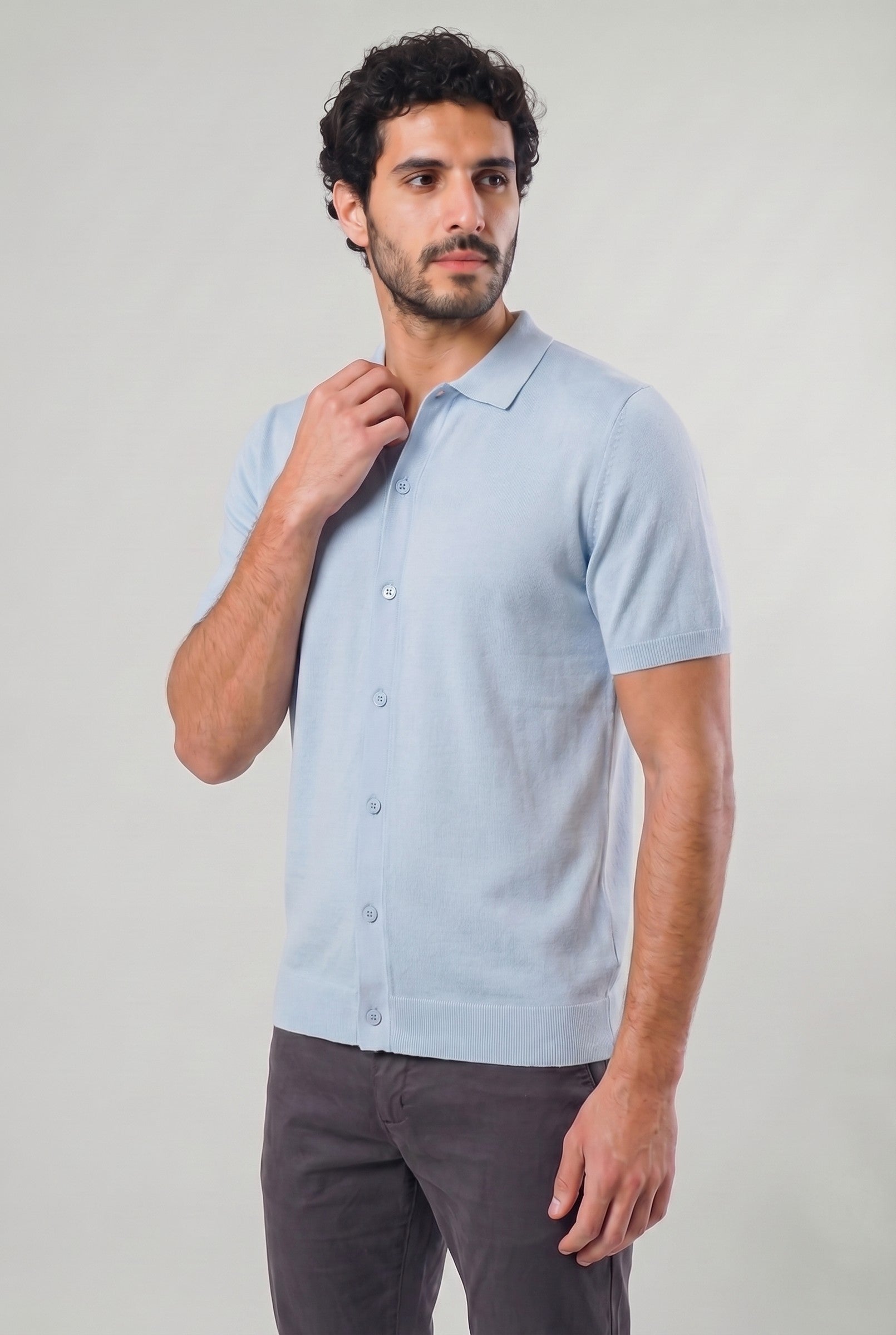 Men's Knitted Button-Up Polo Shirt | Blackstone London