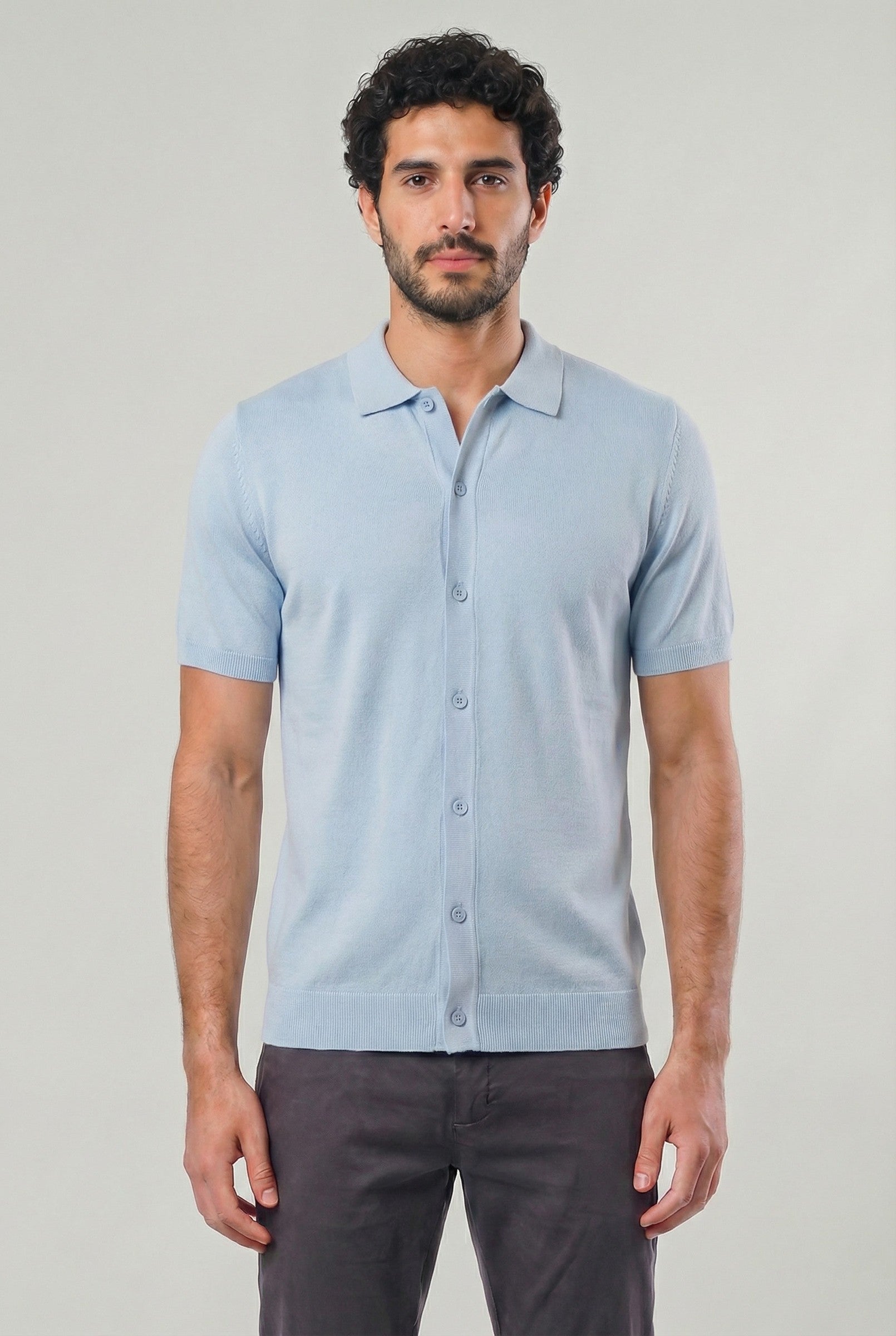 Men's Knitted Button-Up Polo Shirt | Blackstone London
