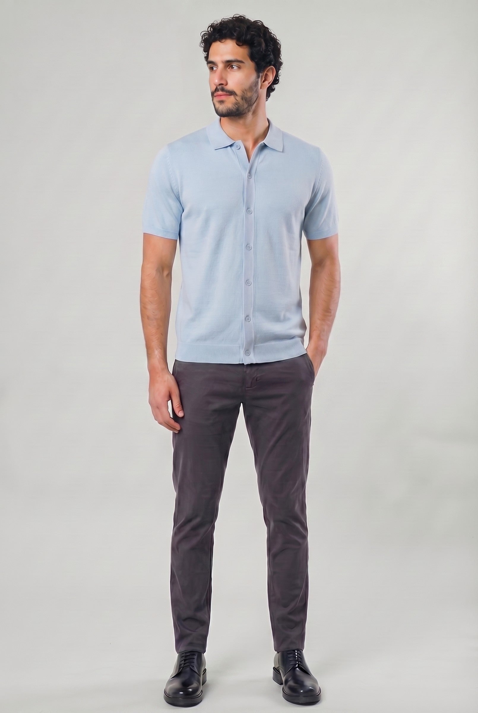 Men's Knitted Button-Up Polo Shirt | Blackstone London