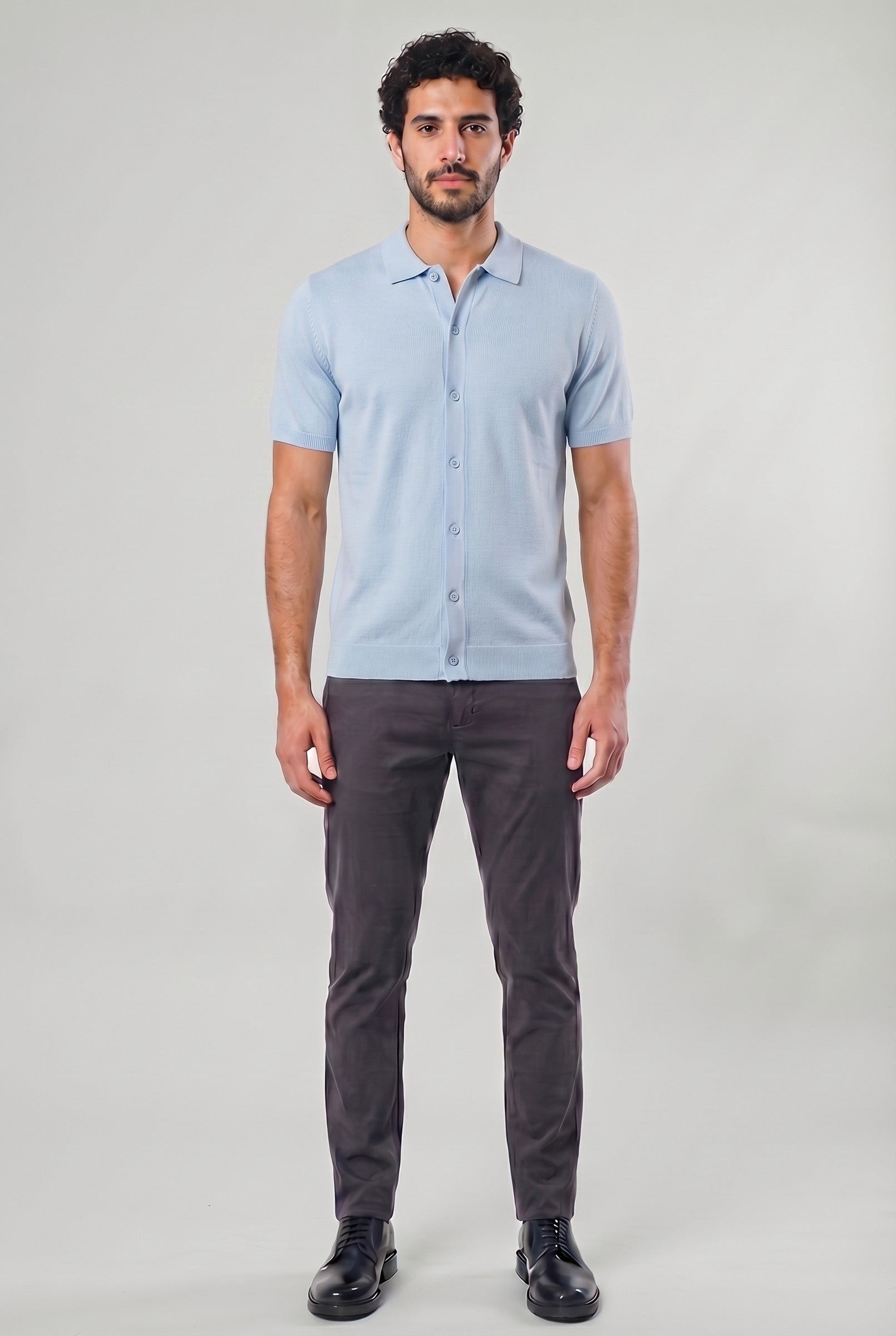 Men's Knitted Button-Up Polo Shirt | Blackstone London