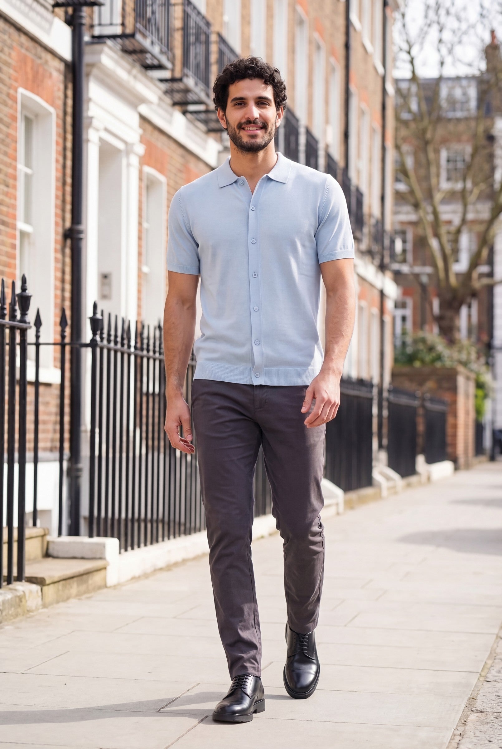 Men's Knitted Button-Up Polo Shirt | Blackstone London