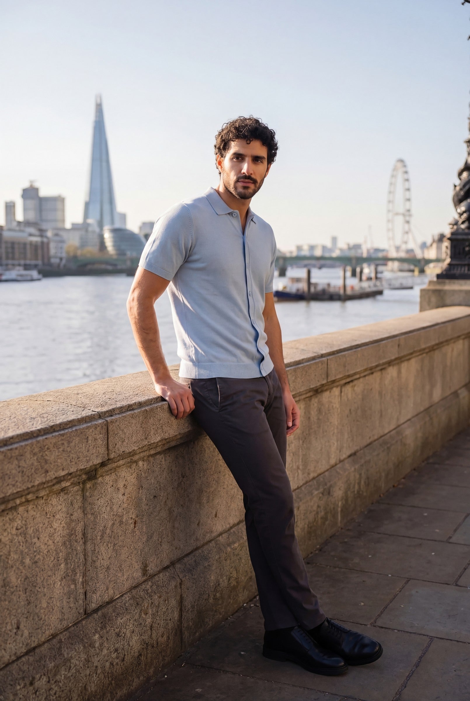 Men's Knitted Button-Up Polo Shirt | Blackstone London