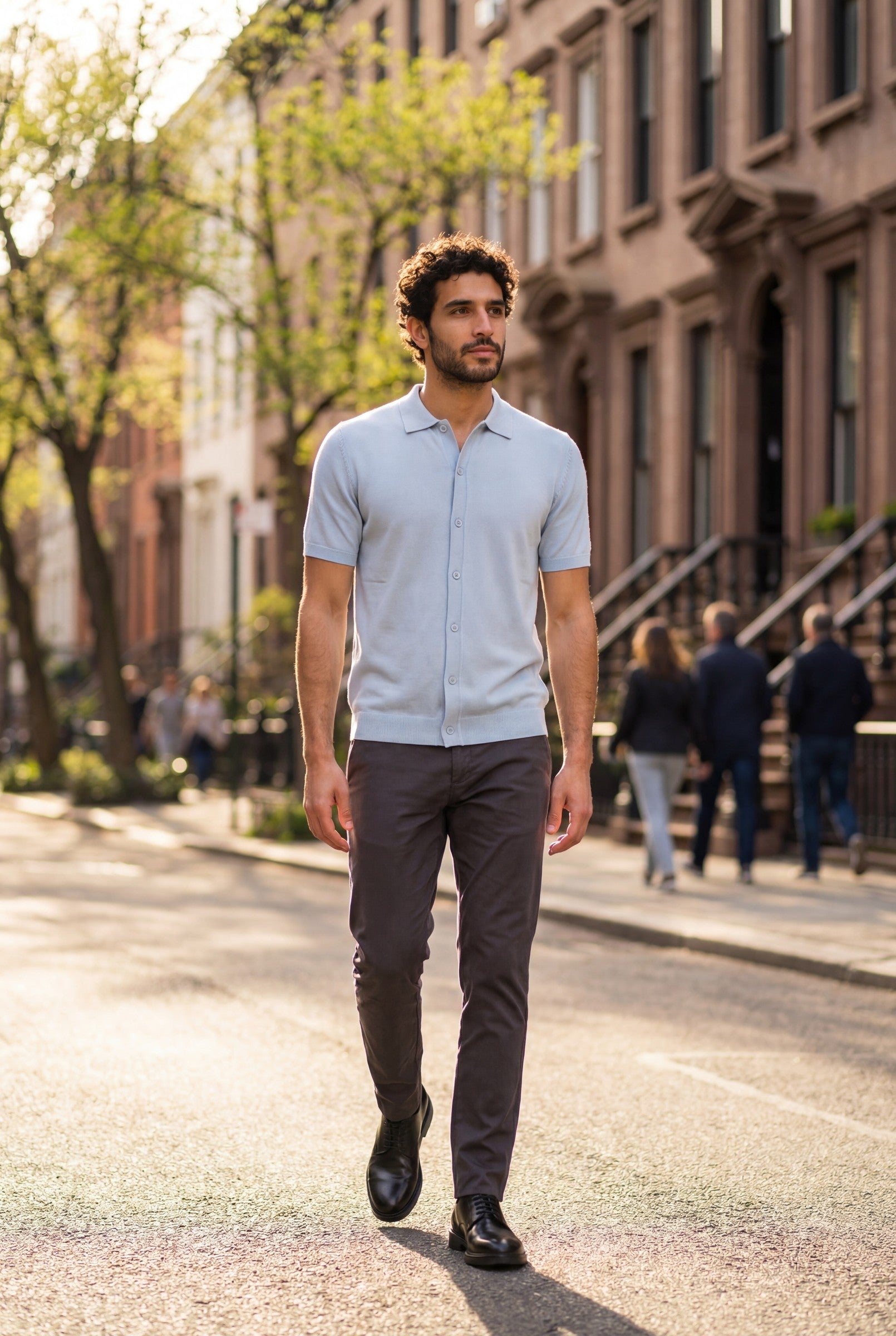 Men's Knitted Button-Up Polo Shirt | Blackstone London