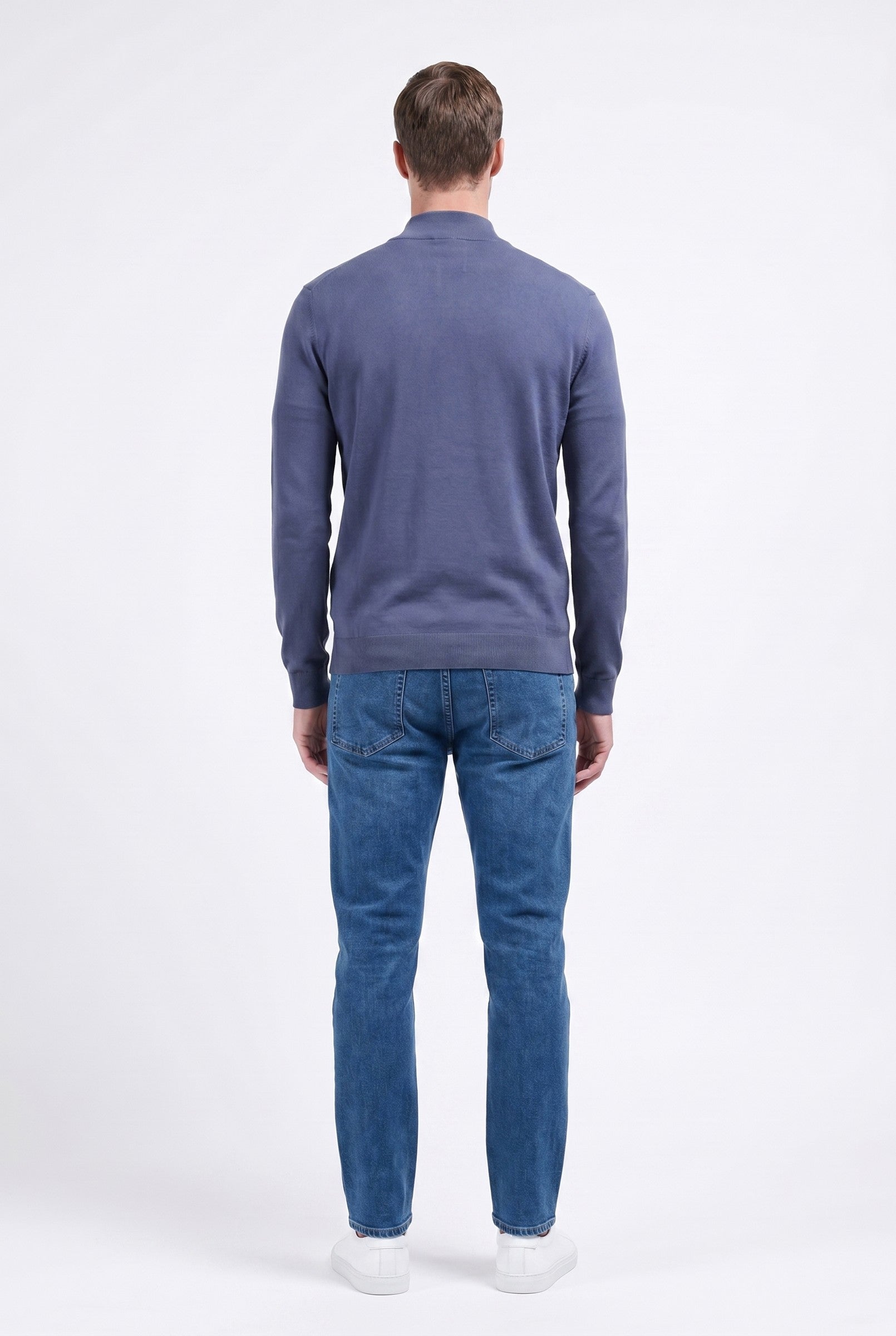 Men's Cotton Knitted Half Zip Funnel Neck Jumper | Blackstone London