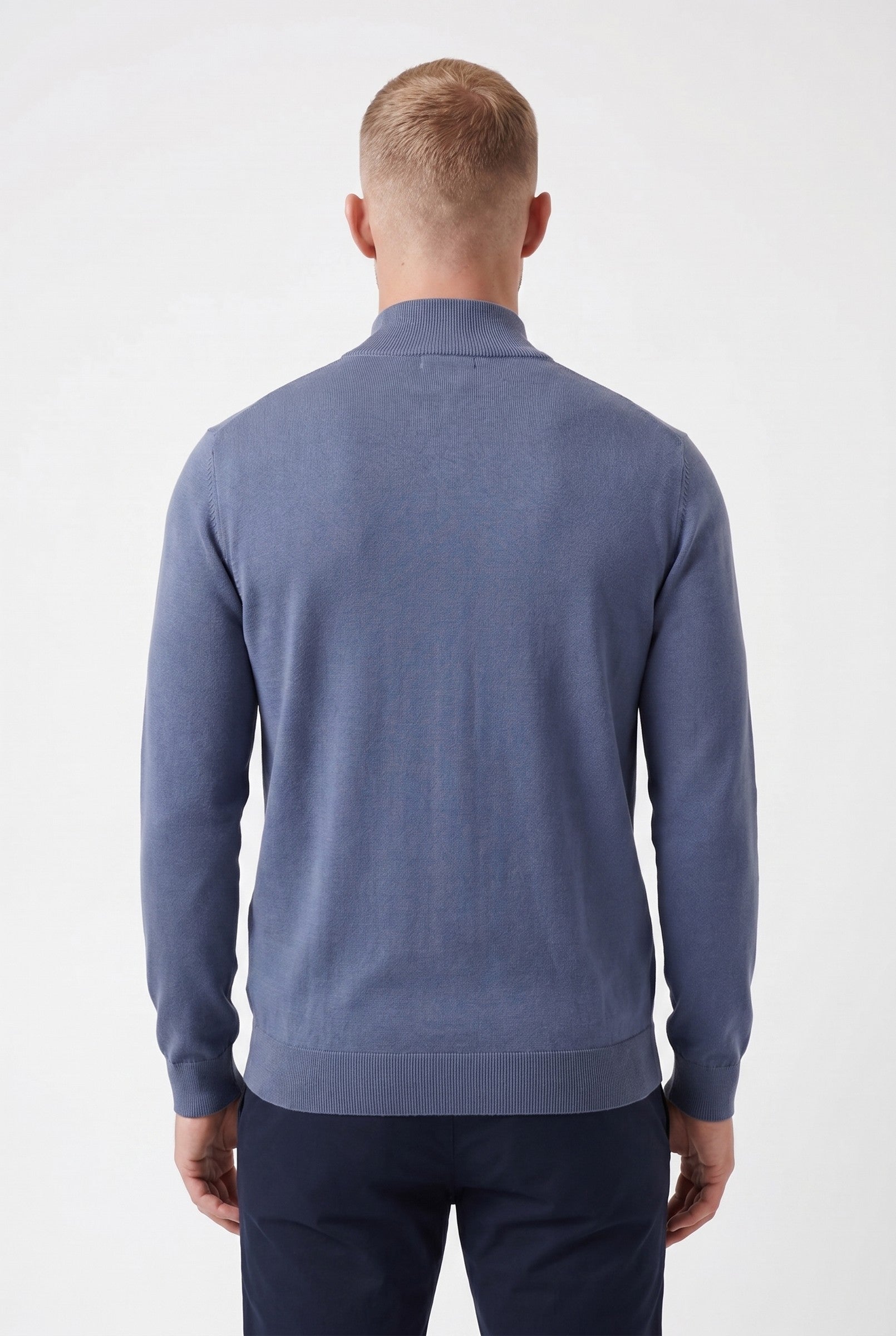 Men's Cotton Knitted Half-Zip Funnel | Blackstone London