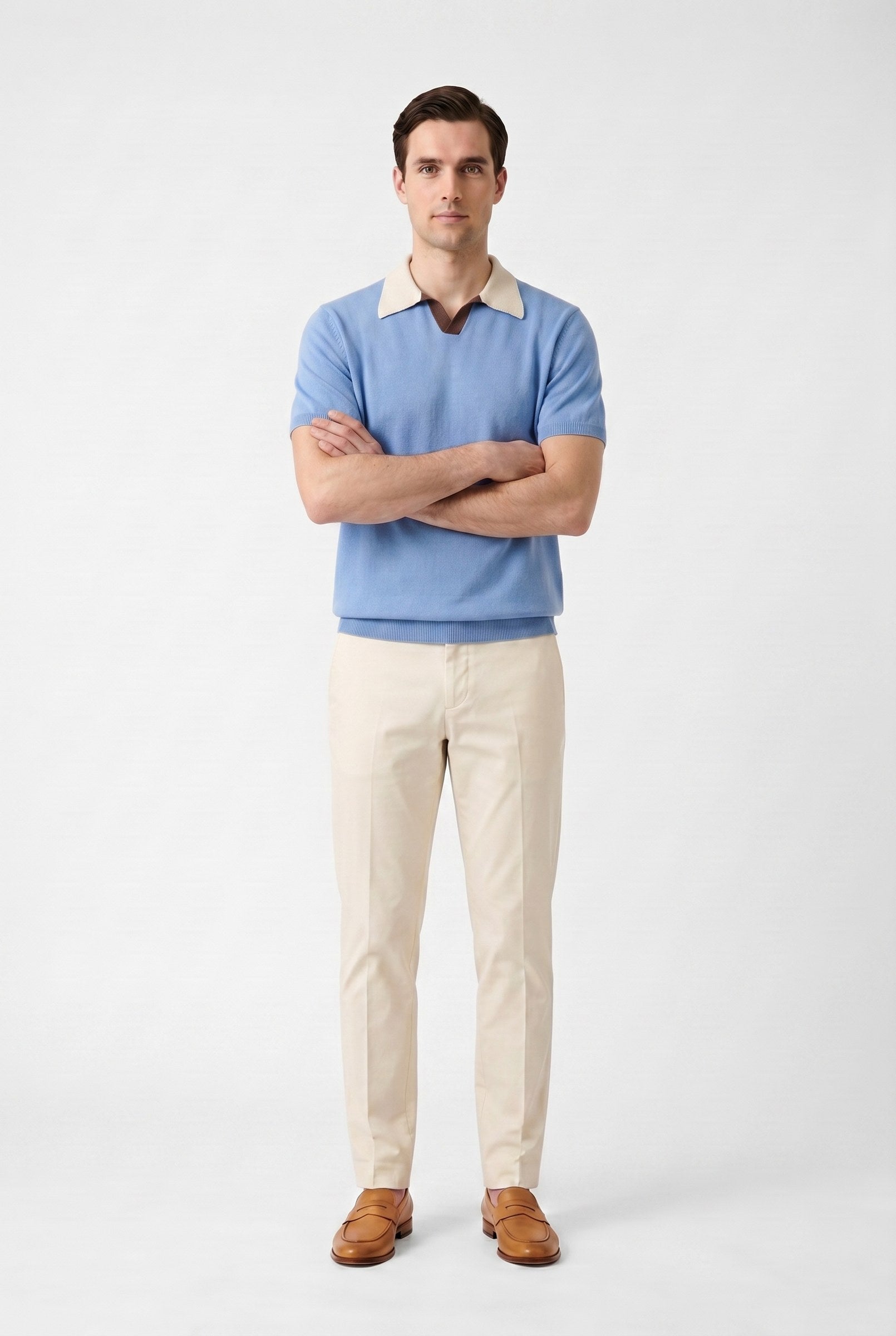 Men's Contrast Collar Knit Polo Shirt | Blackstone London