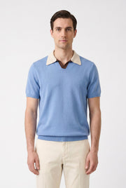 Men's Contrast Collar Knit Polo Shirt | Blackstone London