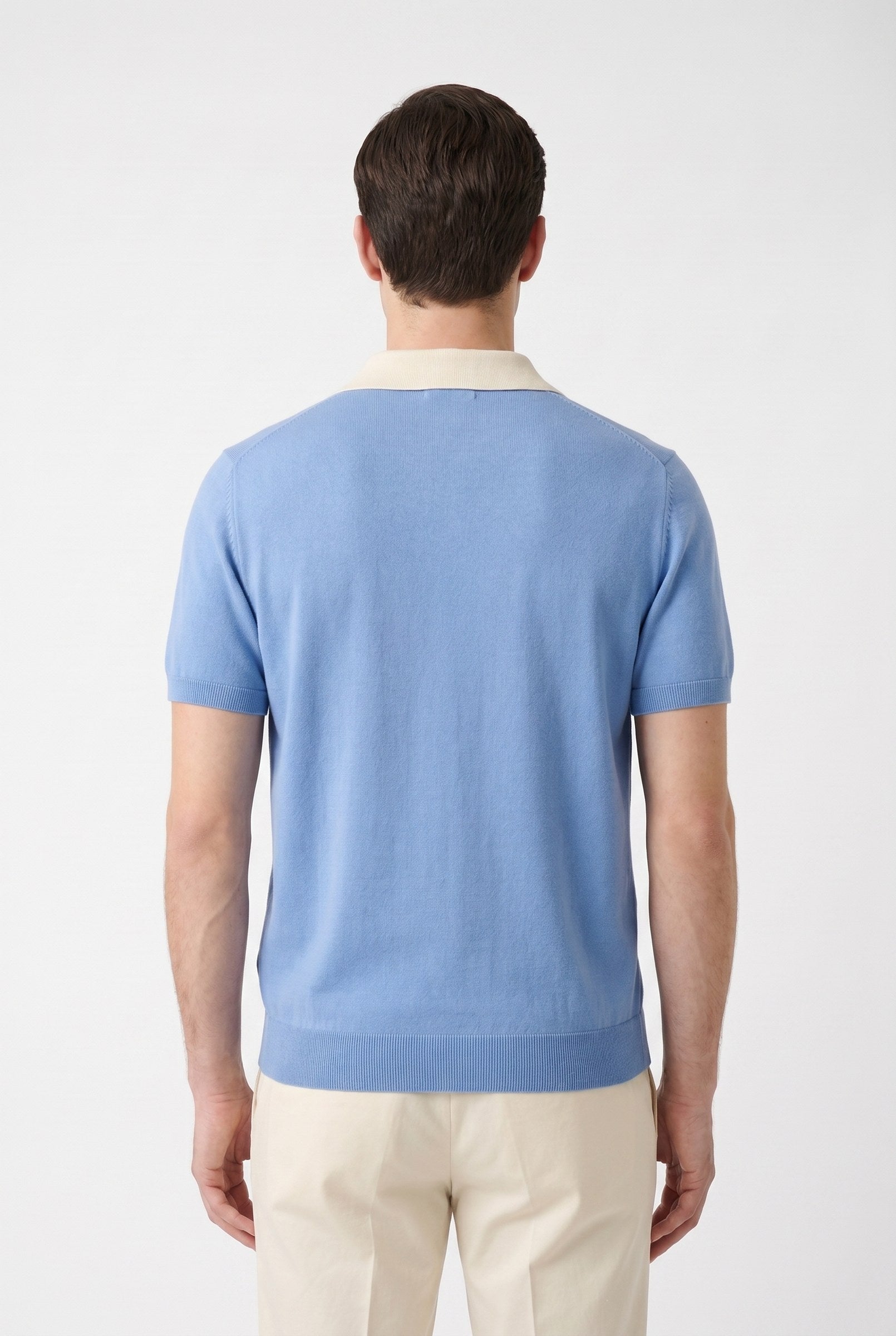Men's Contrast Collar Knit Polo Shirt | Blackstone London