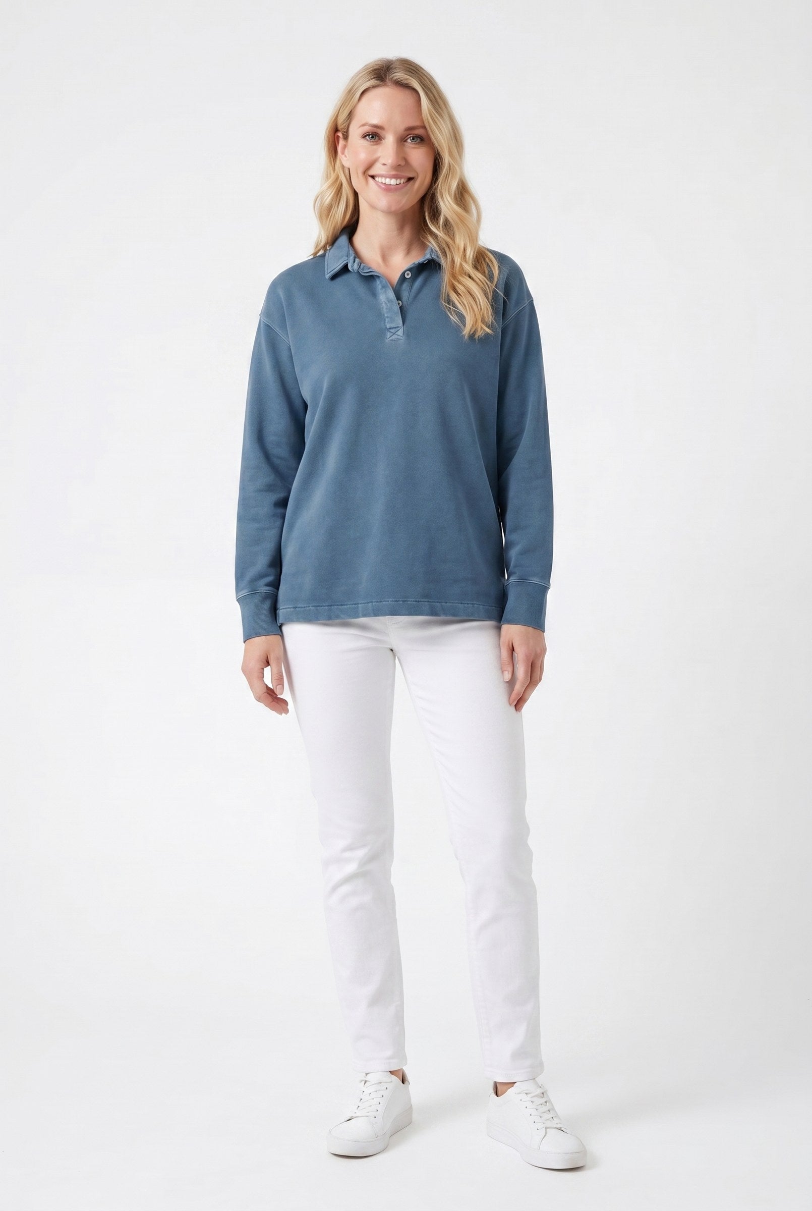 Women's Half-Button Washed Sweater | Blackstone London