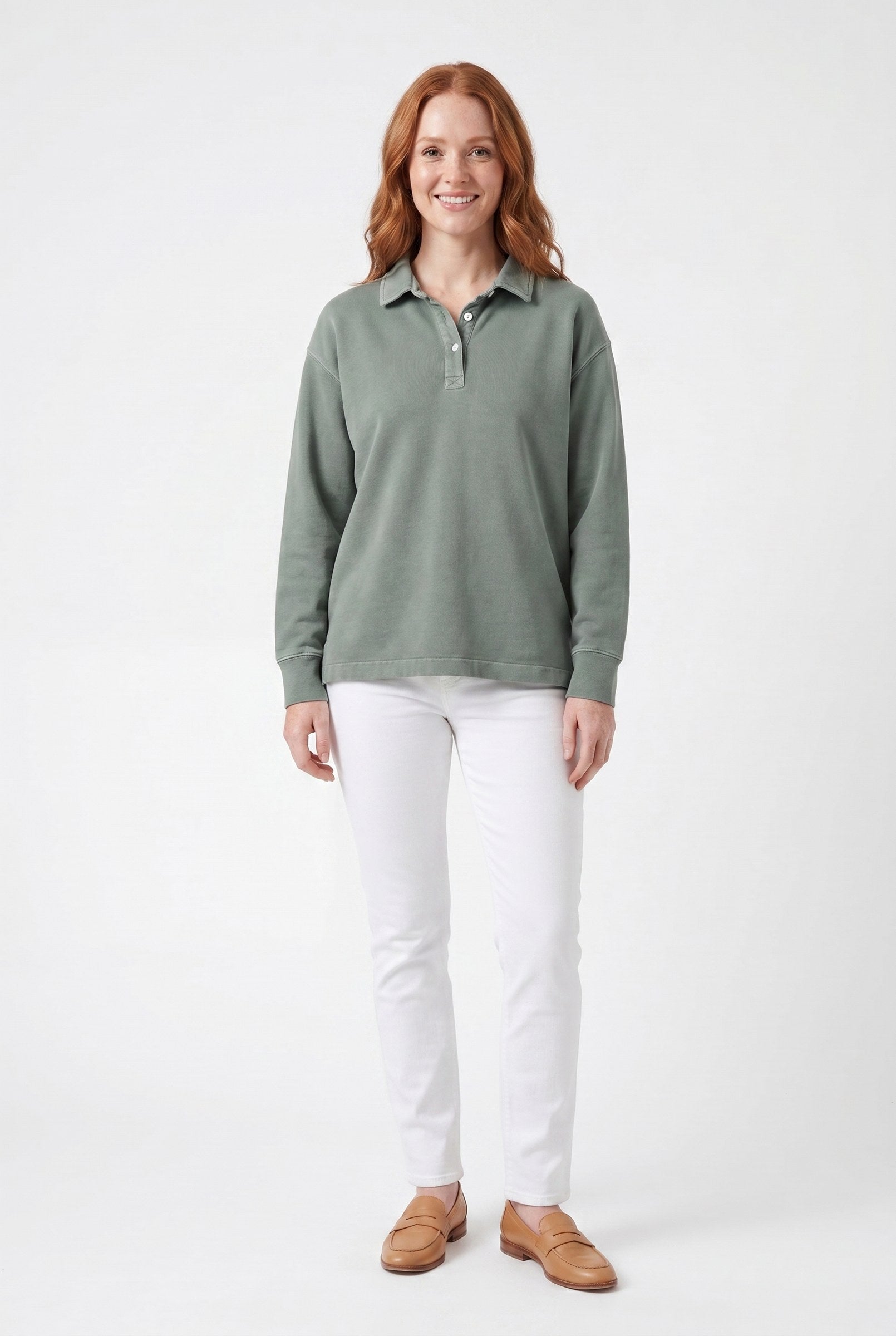 Women's Half-Button Washed Sweater | Blackstone London