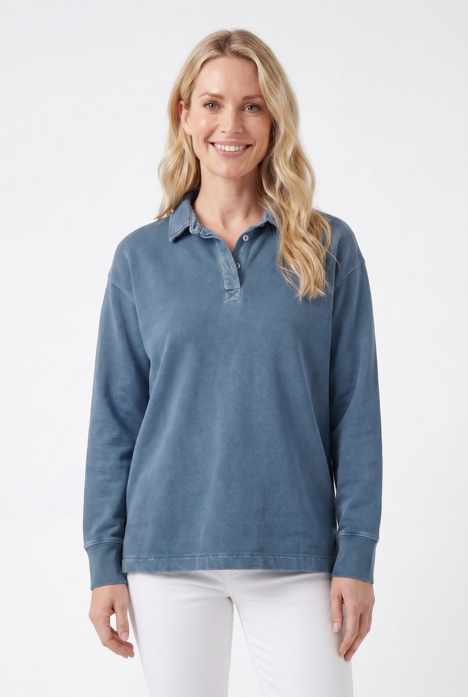 Women's Half-Button Washed Sweater | Blackstone London