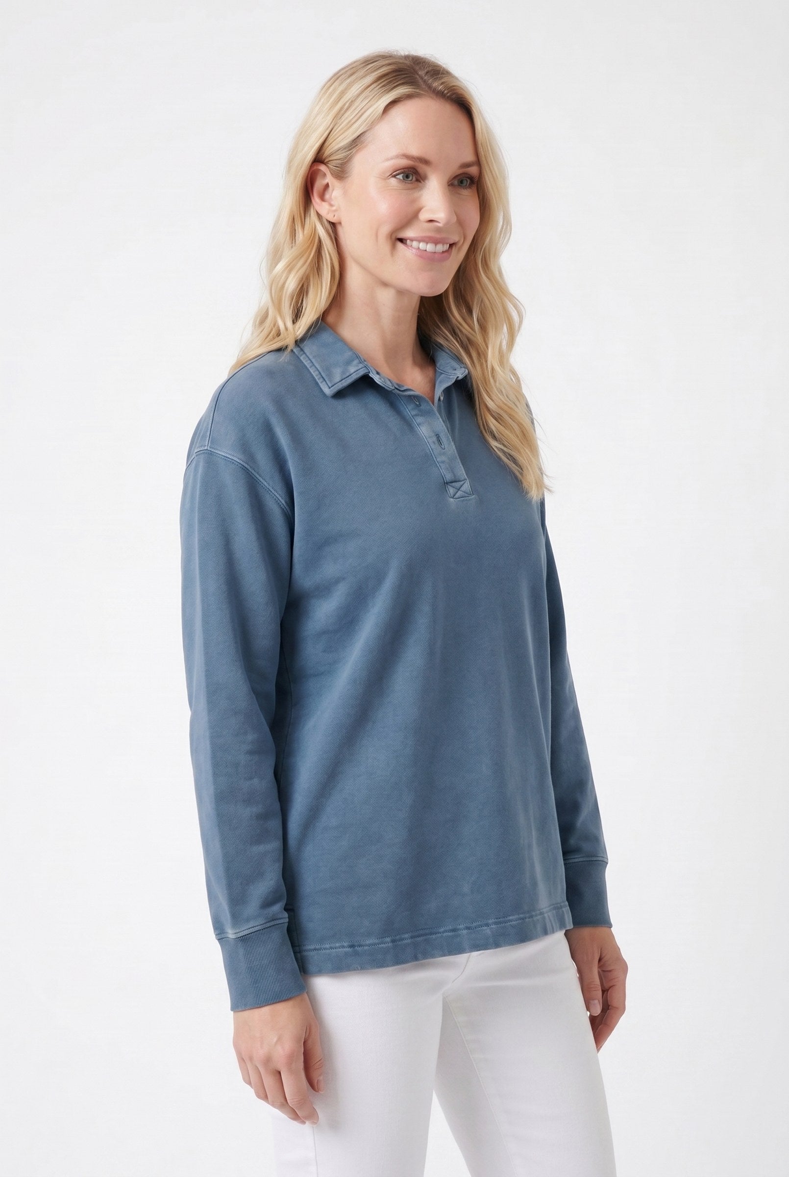 Women's Half-Button Washed Sweater | Blackstone London