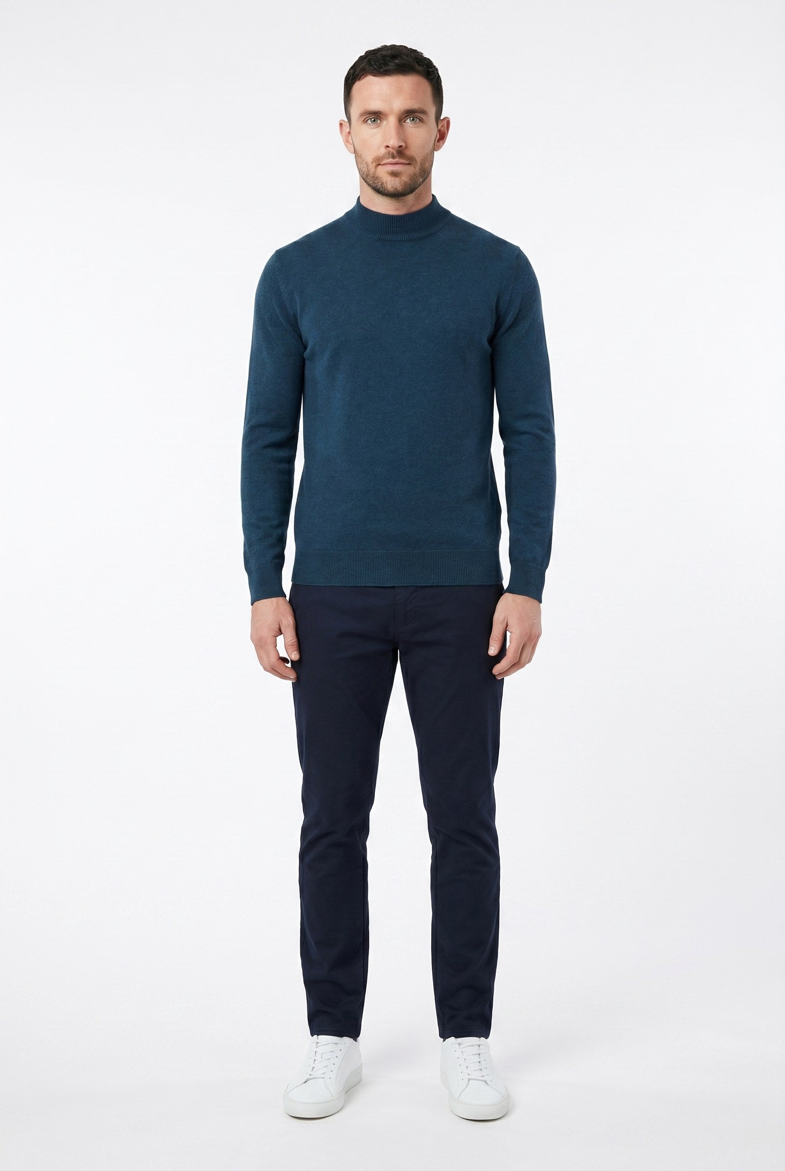 Men's Ultra Fine Cotton Mock Neck Jumper | Blackstone London