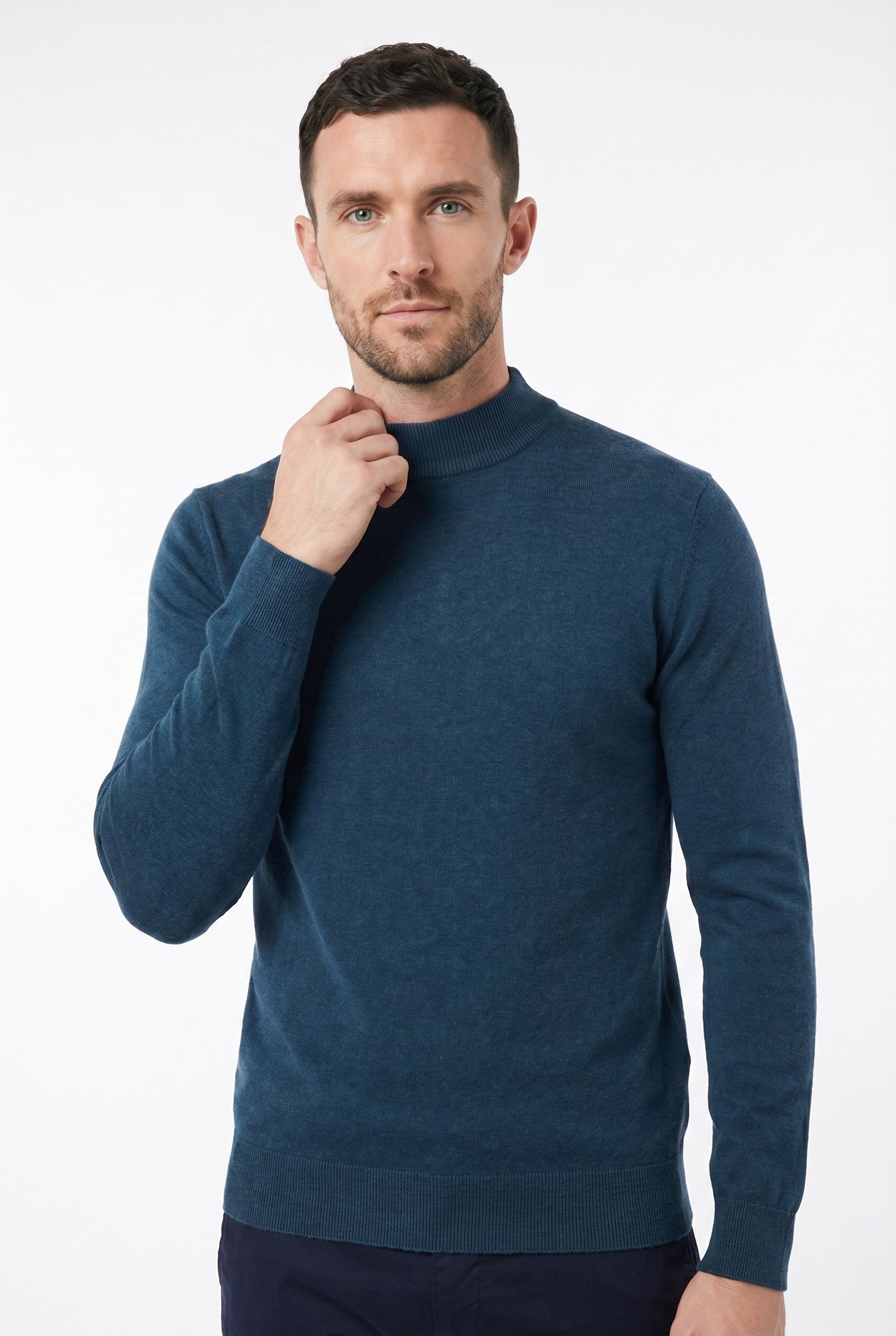 Men's Ultra Fine Cotton Mock Neck Jumper | Blackstone London