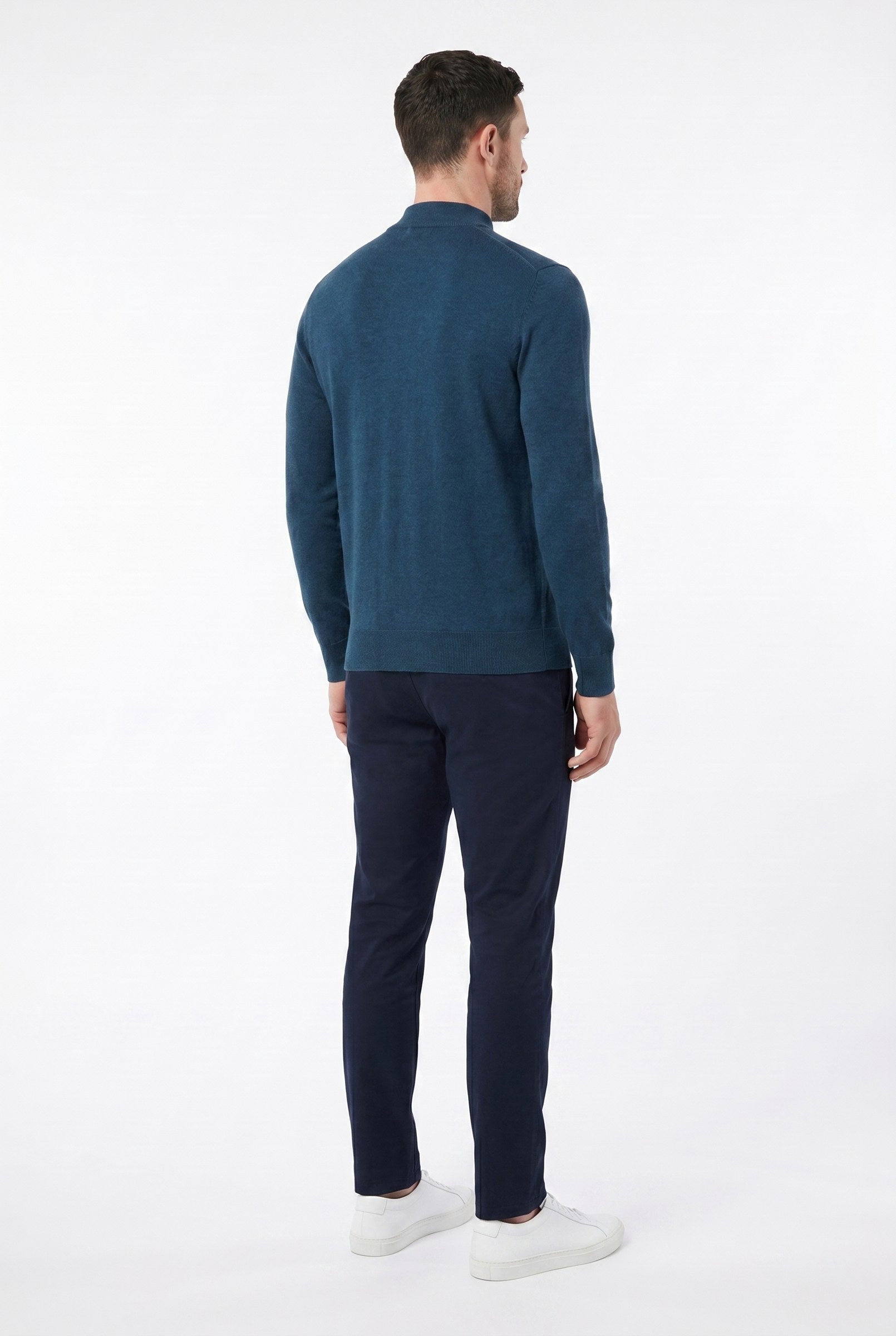 Men's Ultra Fine Cotton Mock Neck Jumper | Blackstone London