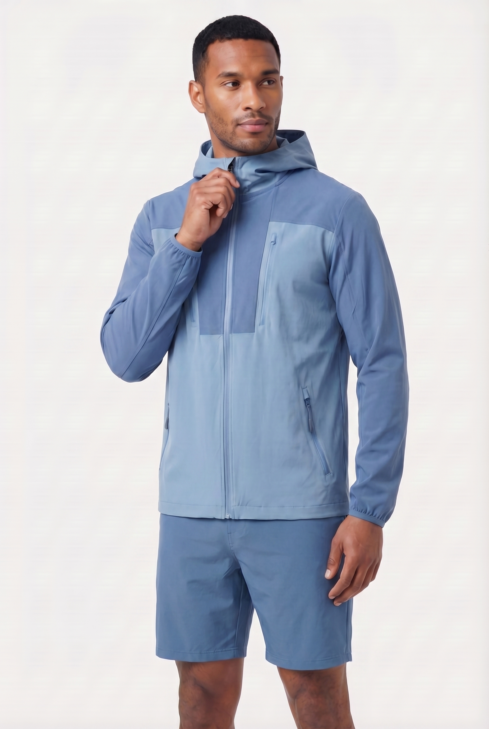 Men's Lightweight Hooded Jacket & Shorts 2-Piece Set | Blackstone London