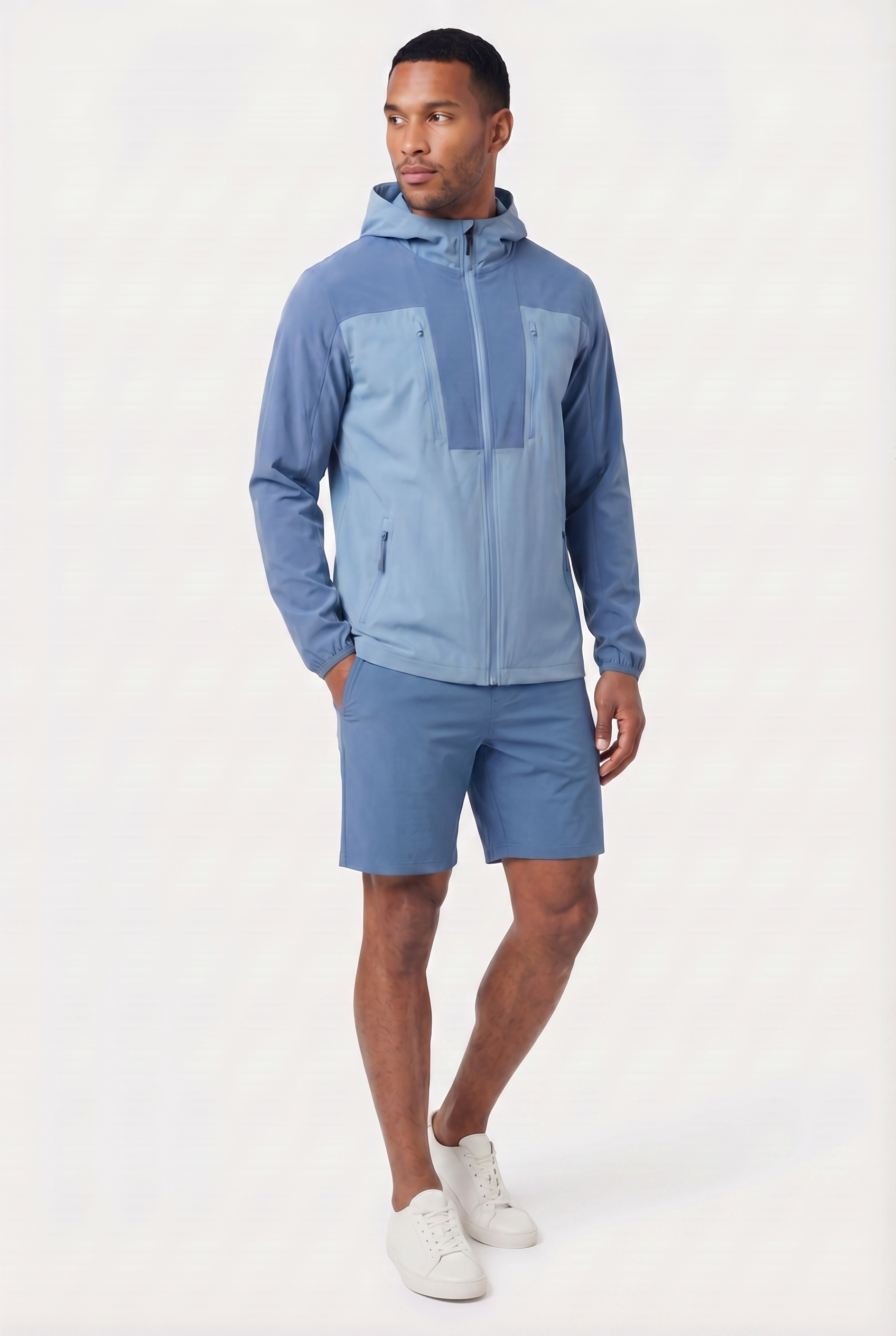 Men's Lightweight Hooded Jacket & Shorts 2-Piece Set | Blackstone London